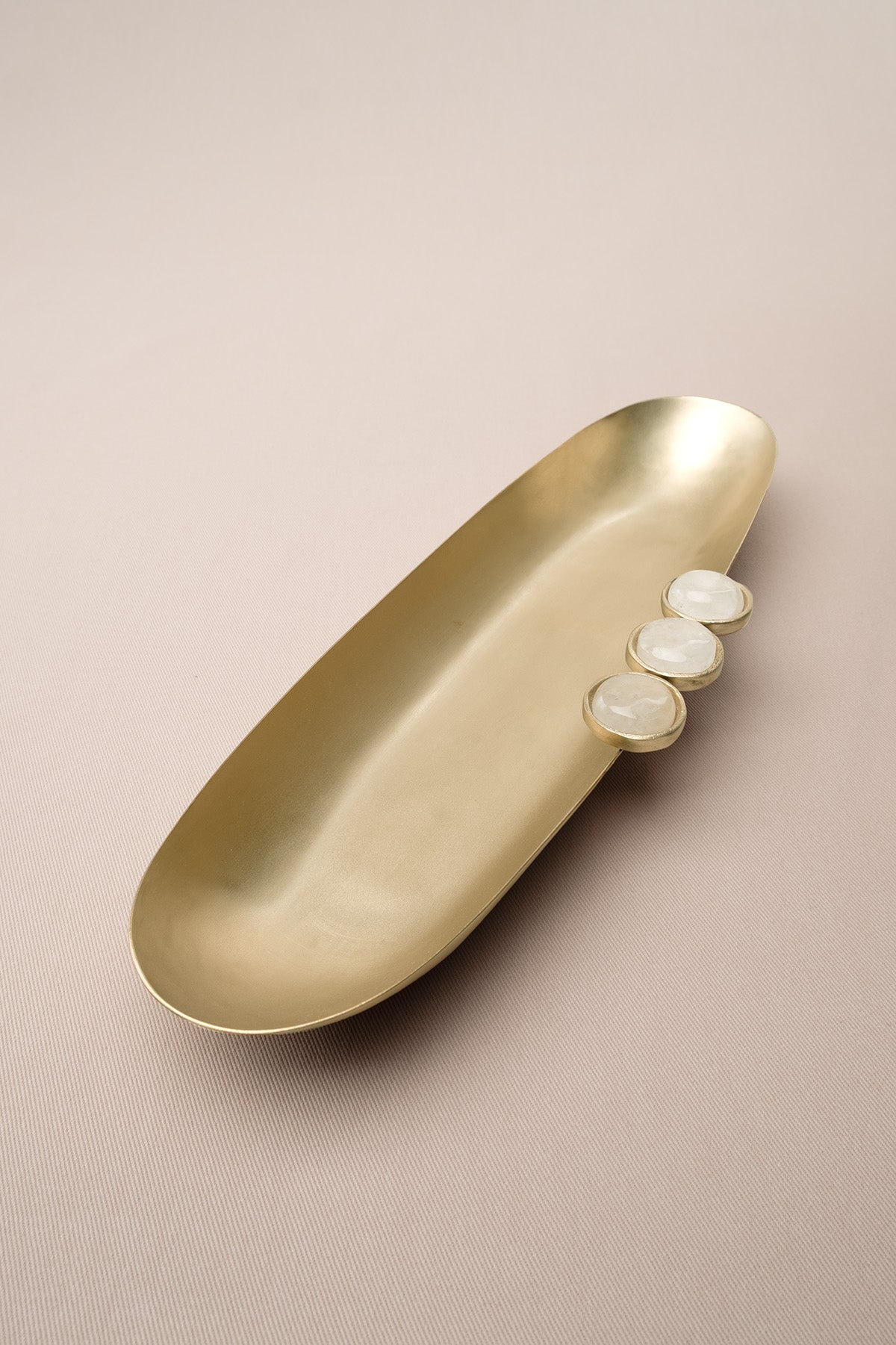 Poppins Mat Pirinç Oval Dekoratif Obje Gold 29x8x3 cm
