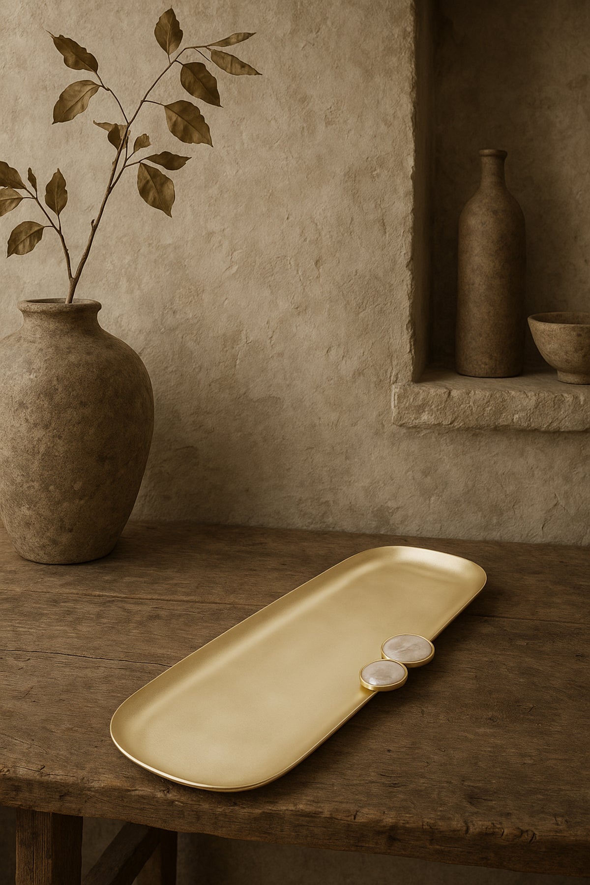 Poppins Mat Pirinç Oval Dekoratif Obje Gold 30x12 cm