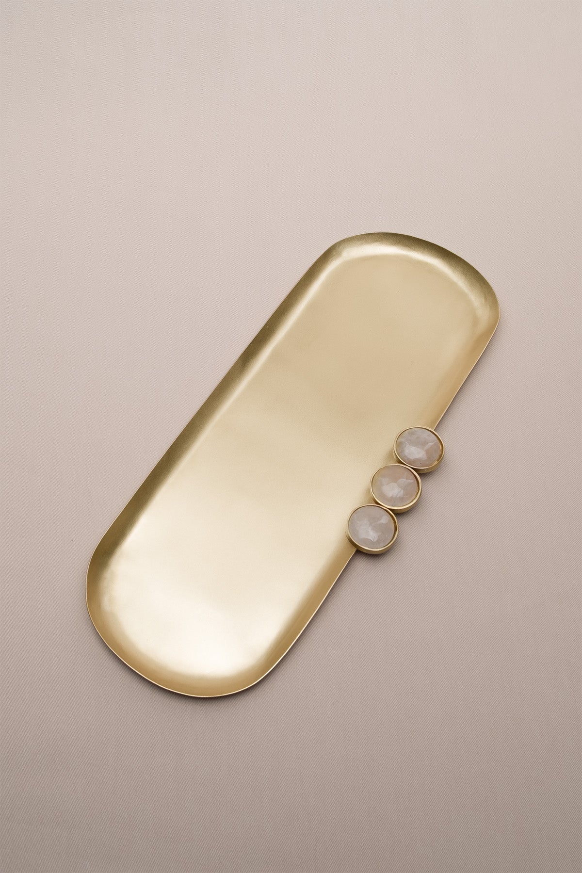 Poppins Mat Pirinç Oval Dekoratif Obje Gold 35x15 cm