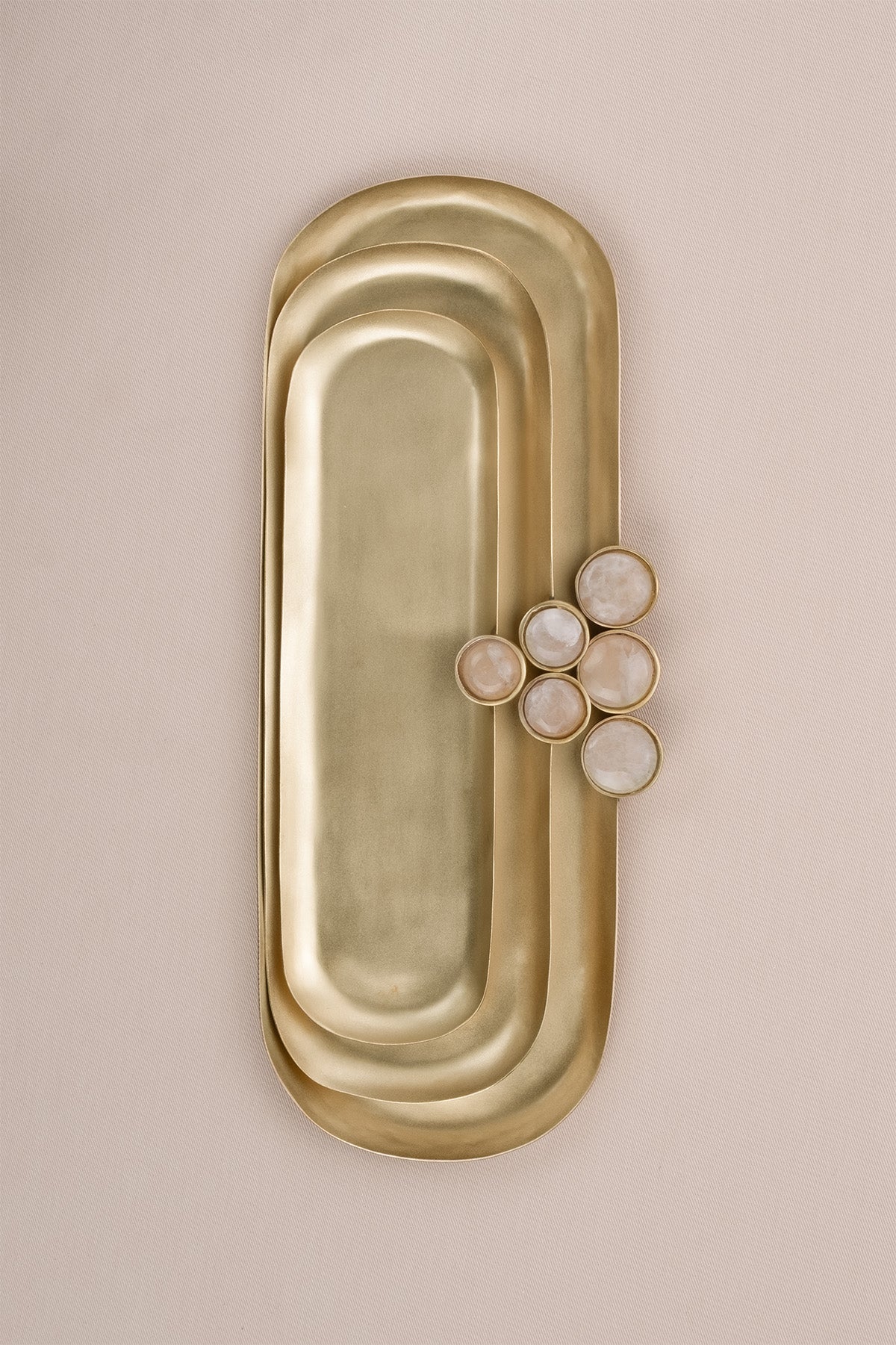 Poppins Mat Pirinç Oval Dekoratif Obje Gold 35x15 cm