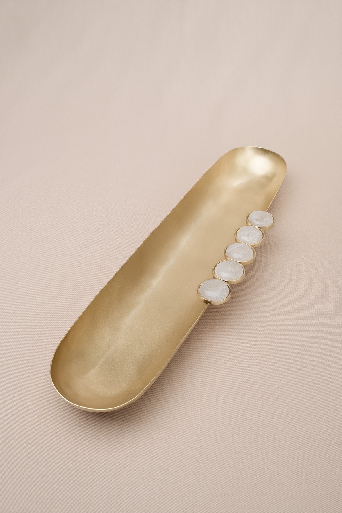 Poppins Mat Pirinç Oval Dekoratif Obje Gold 40x8x4 cm