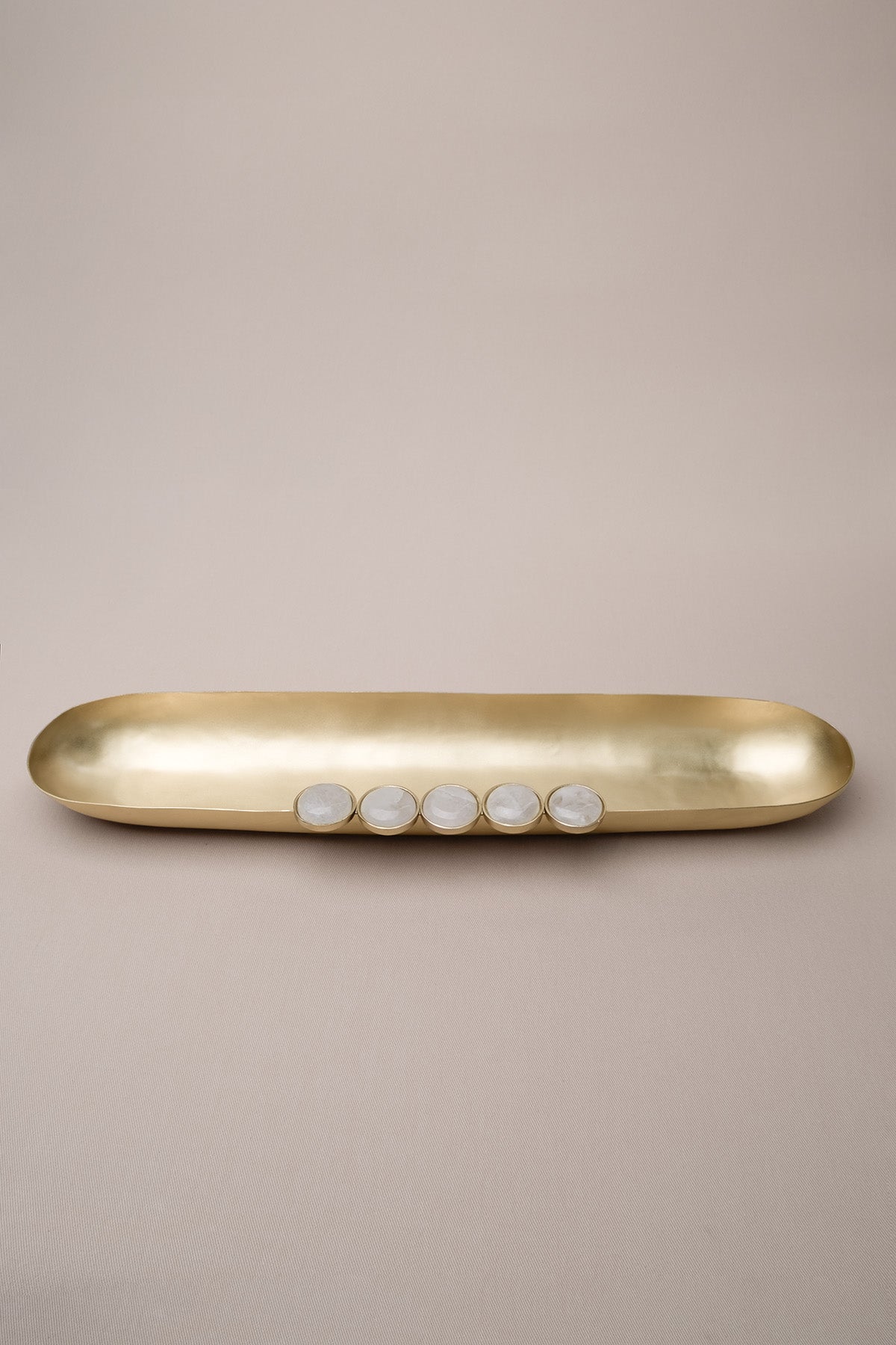 Poppins Mat Pirinç Oval Dekoratif Obje Gold 40x8x4 cm