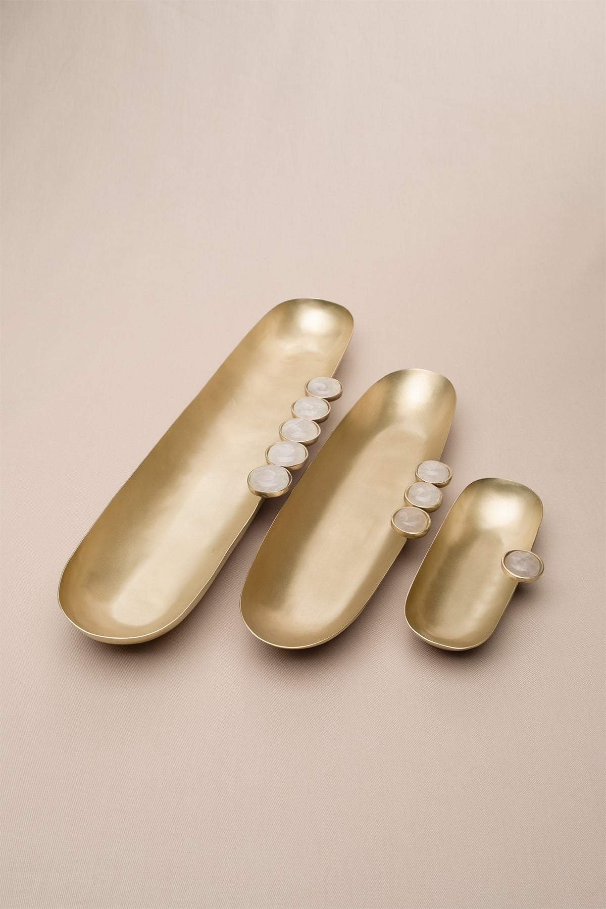 Poppins Mat Pirinç Oval Dekoratif Obje Gold 40x8x4 cm