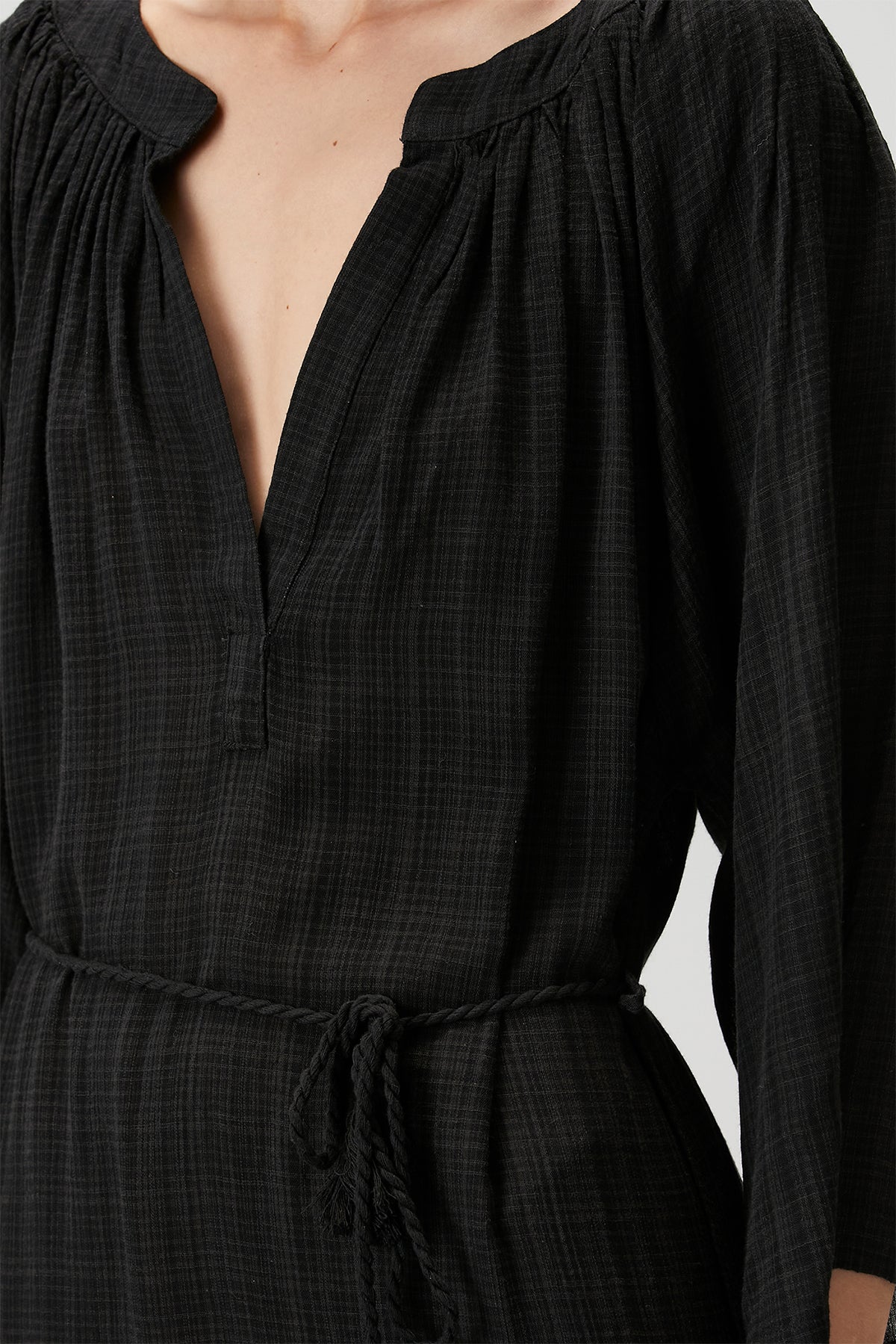 Poseidon Linen Dress (Buttoned) Black