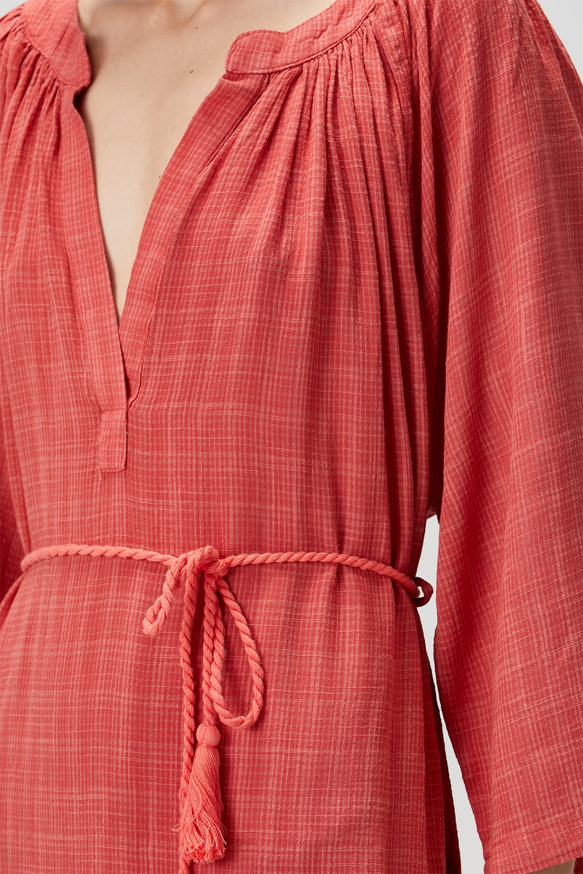 Poseidon Dökümlü Uzun Elbise Kiremit Kırmızısı