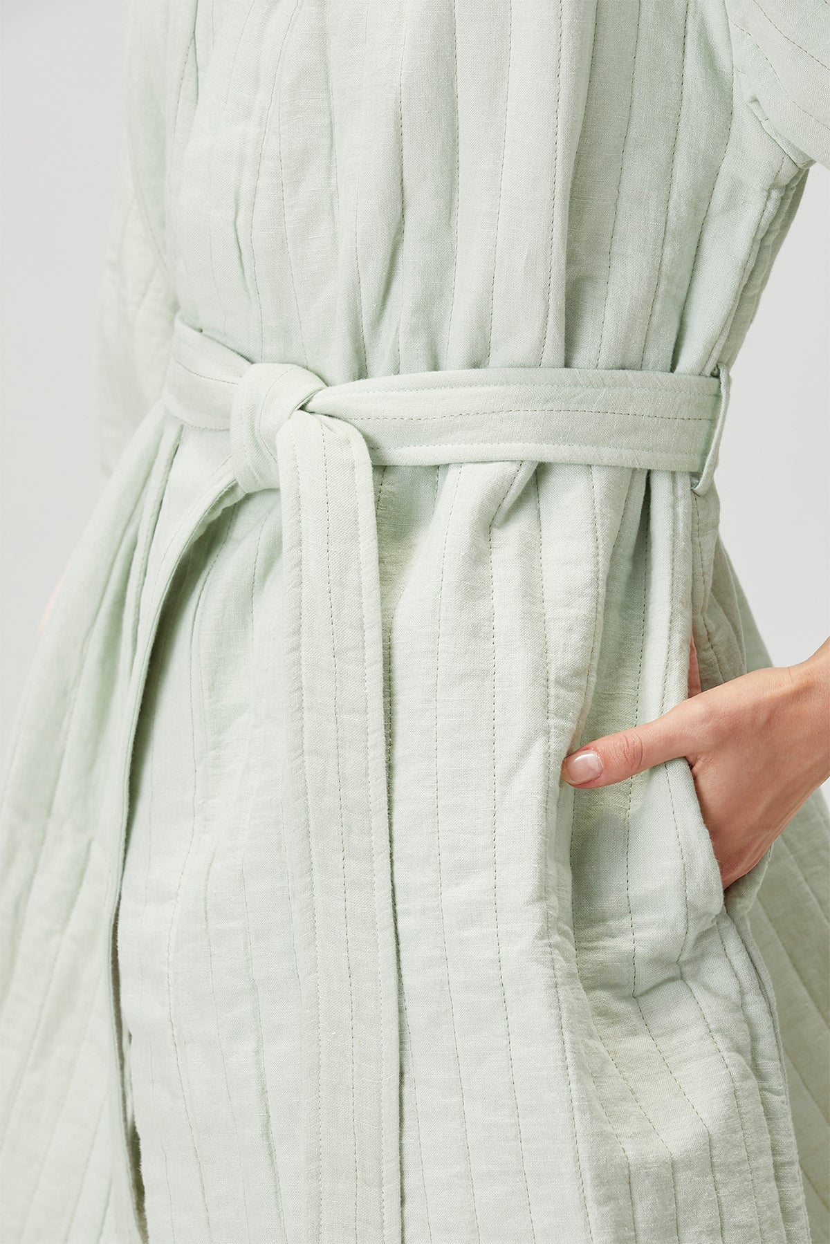 Quilted Keten Ceket Sage-Pink