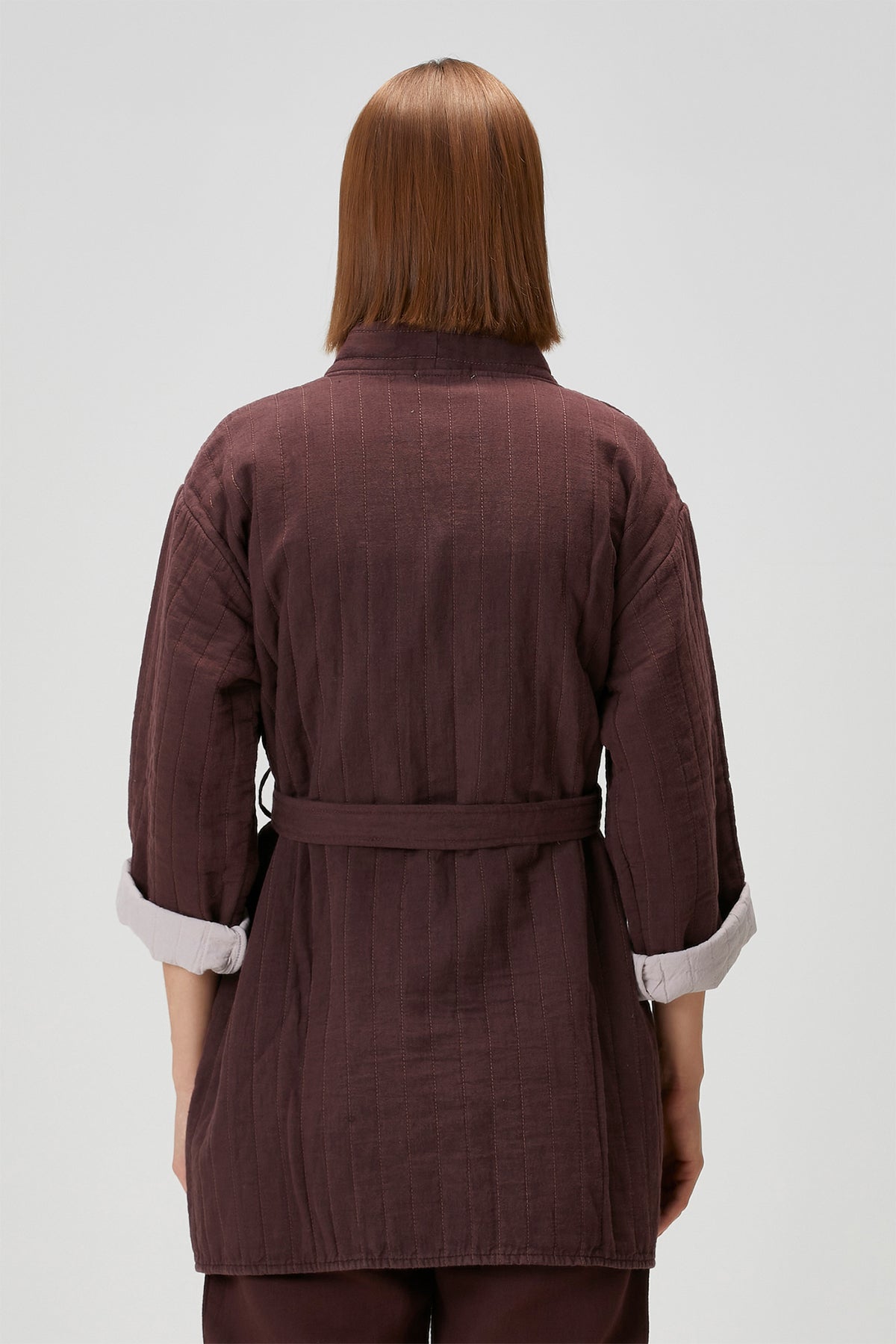 Quilted Keten Ceket Wine