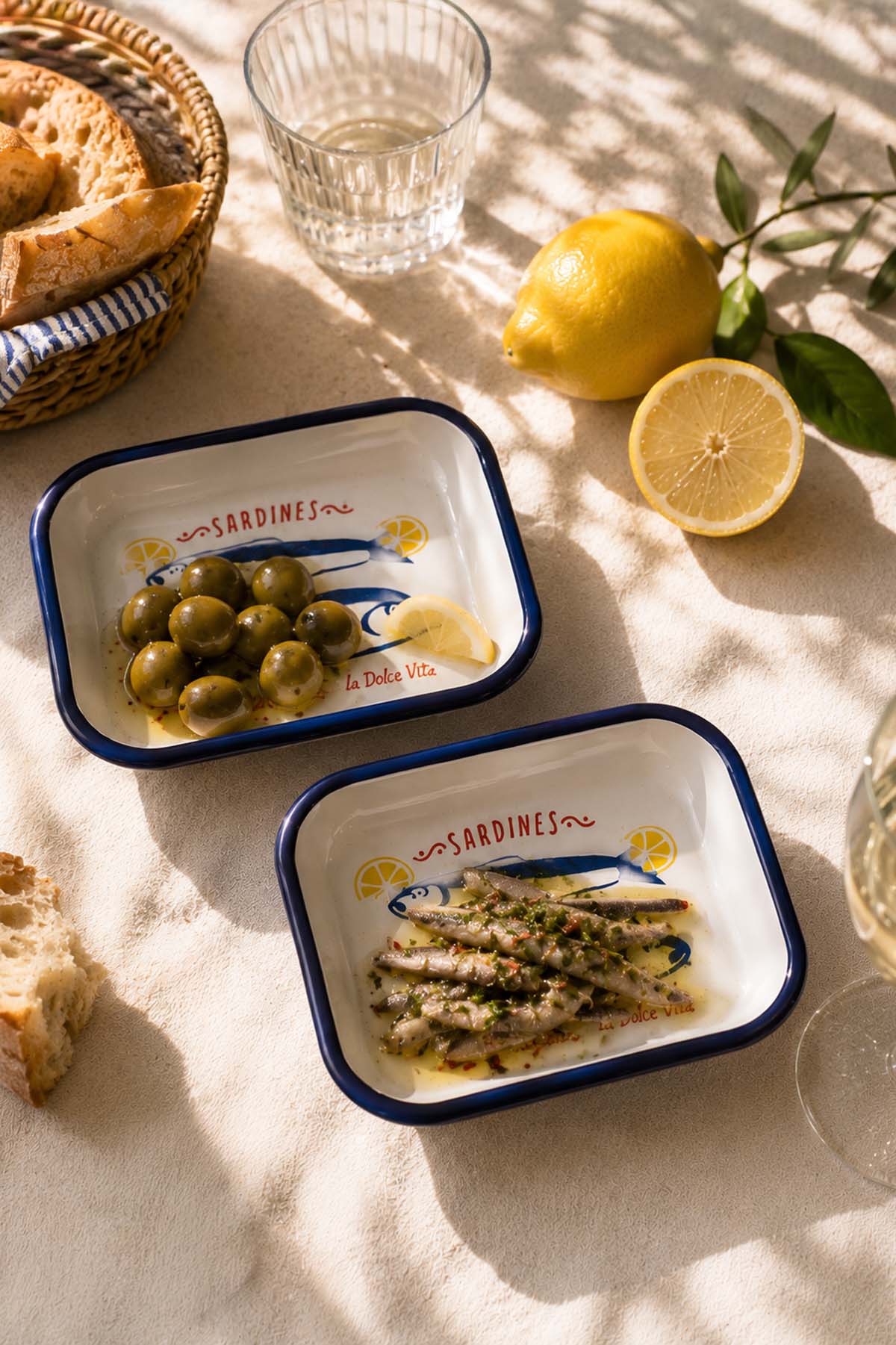Sardines Sardalya Desenli Emaye Çerezlik, Meze Tabağı 16x11x3,5 cm