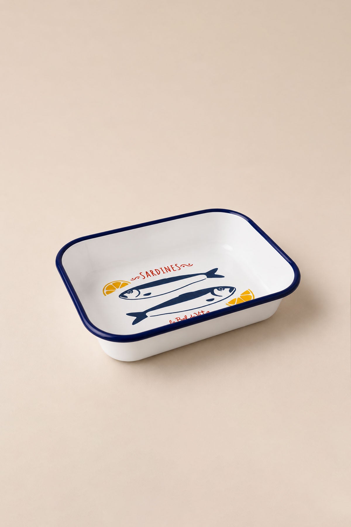 Sardines Sardalya Desenli Emaye Çerezlik, Meze Tabağı 16x11x3,5 cm
