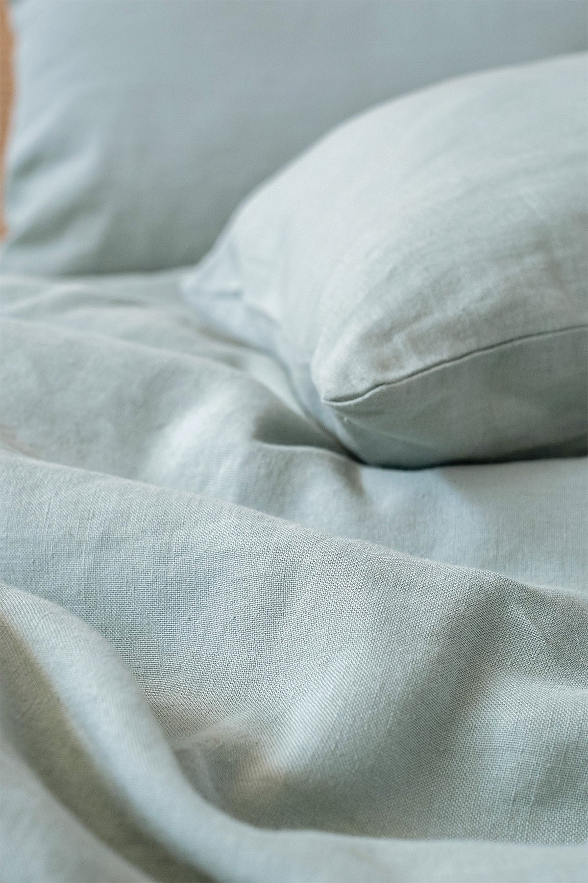 Yıkanmış Keten Nevresim Seti Buz Mavisi