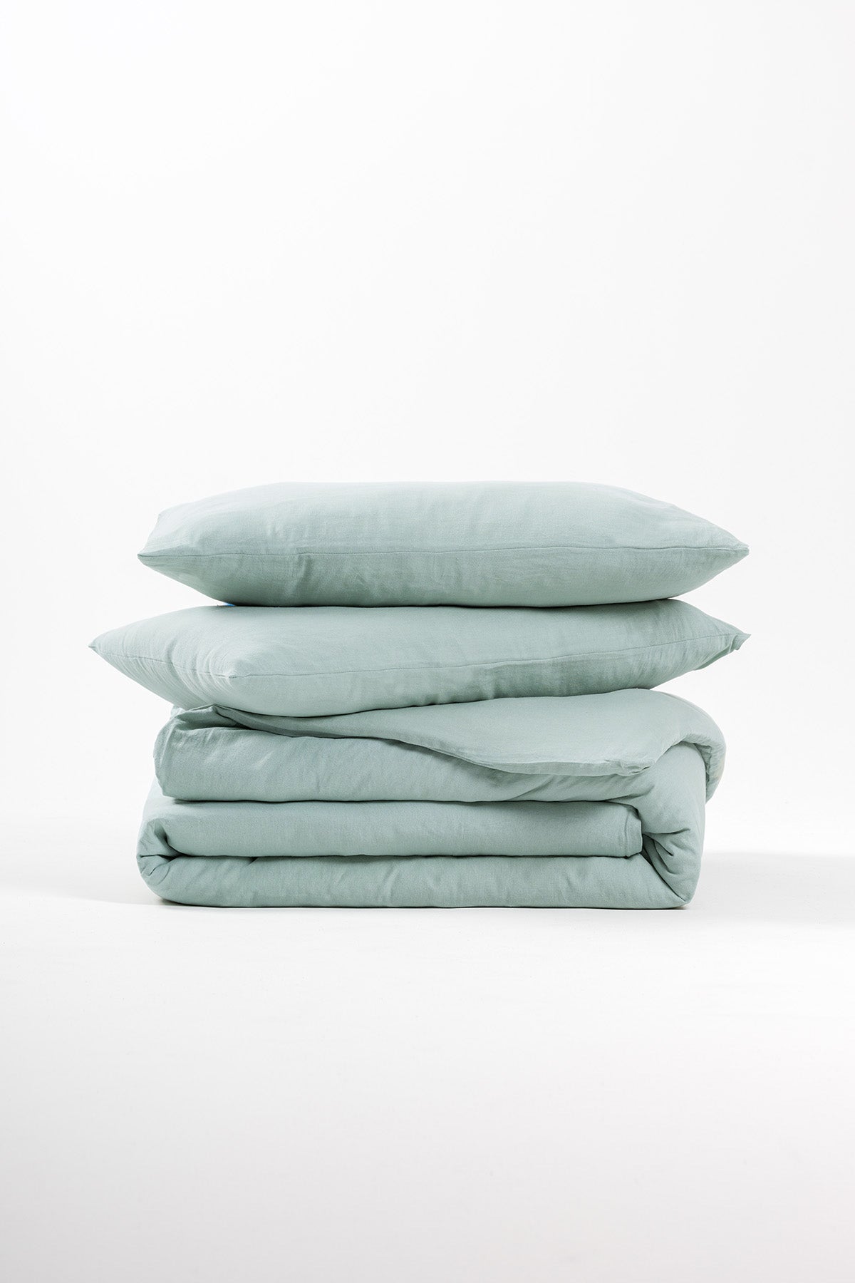 Yıkanmış Keten Nevresim Seti Buz Mavisi