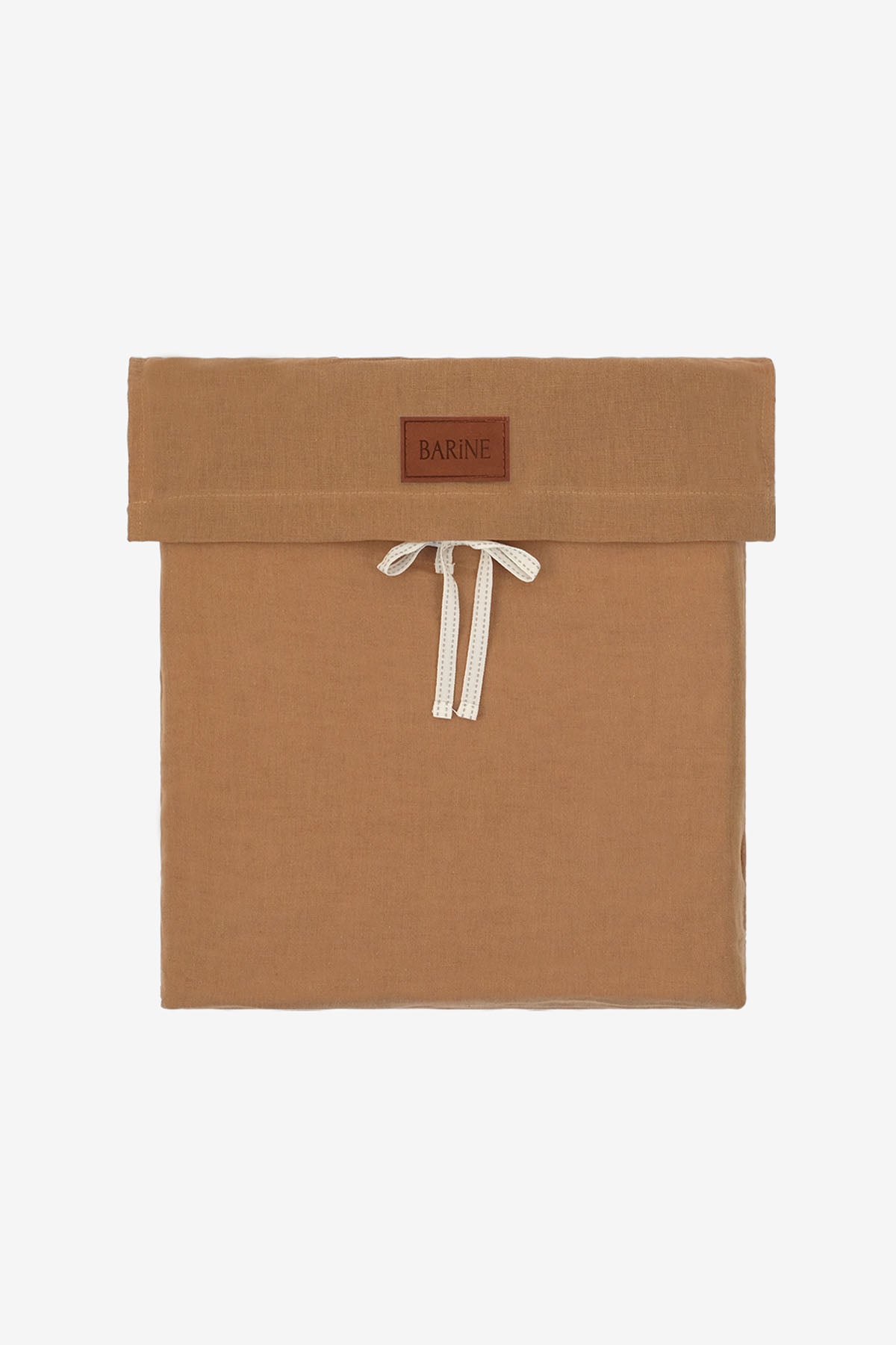 Yıkanmış Keten Çift Kişilik Nevresim Seti Karamel