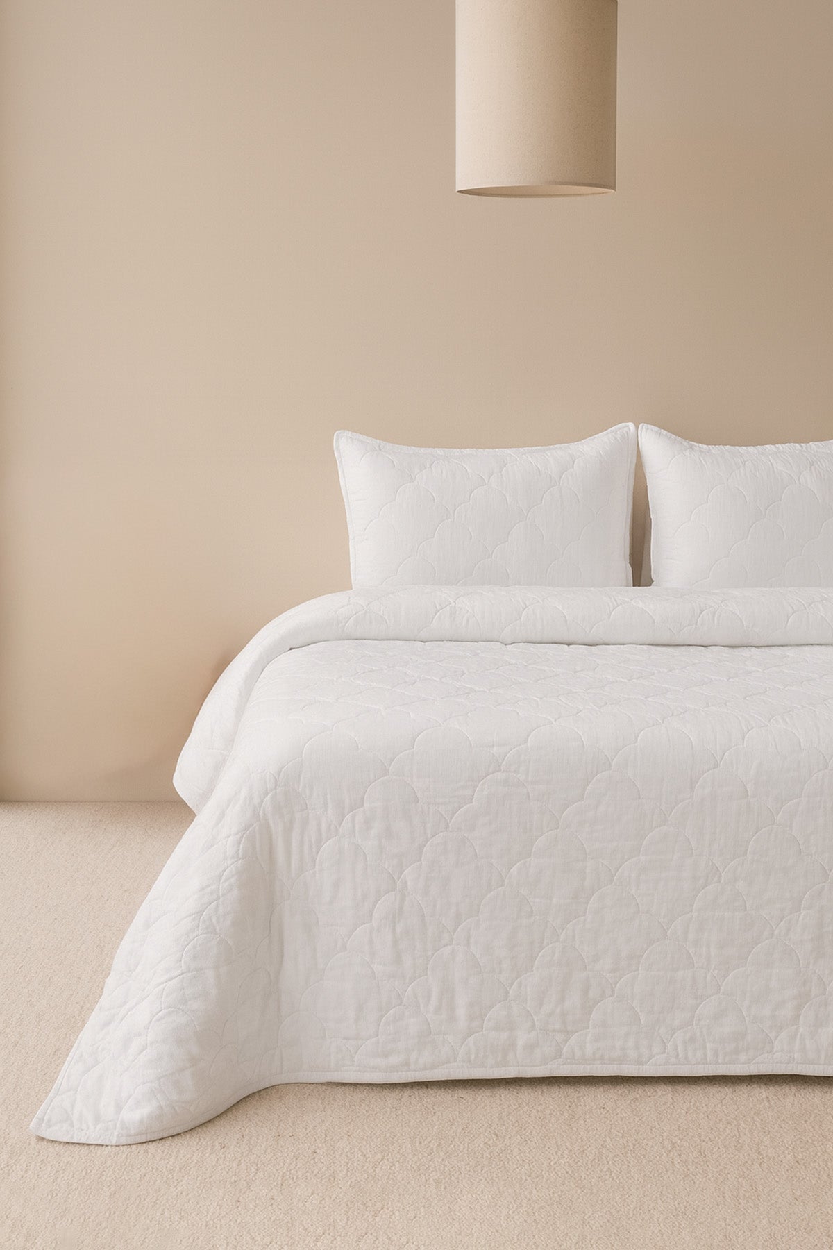 Serenity Quilted Linen Bedspread White