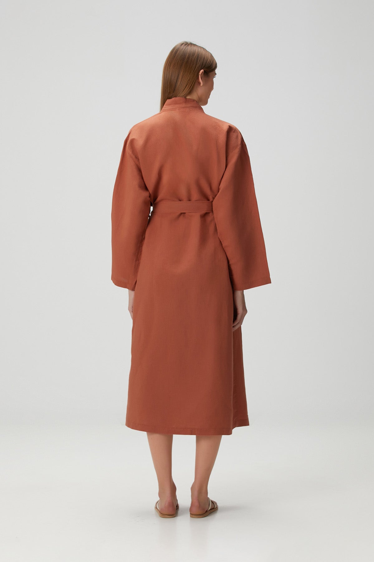 Serenity Yıkanmış Keten Kimono Turuncu