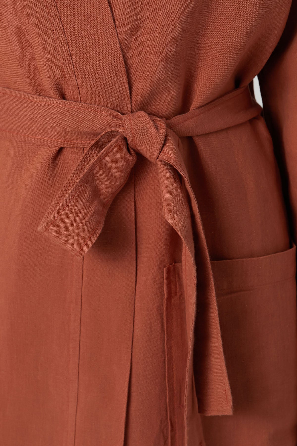 Serenity Yıkanmış Keten Kimono Turuncu