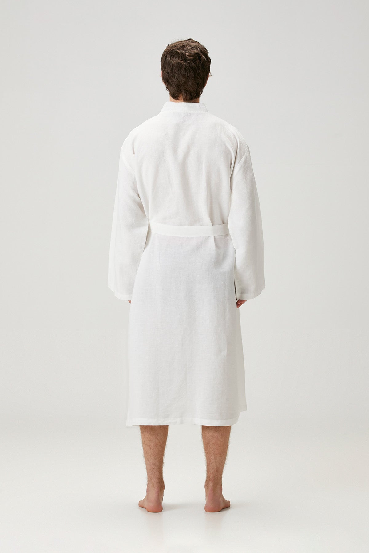 Serenity Yıkanmış Keten Unisex Kimono Beyaz