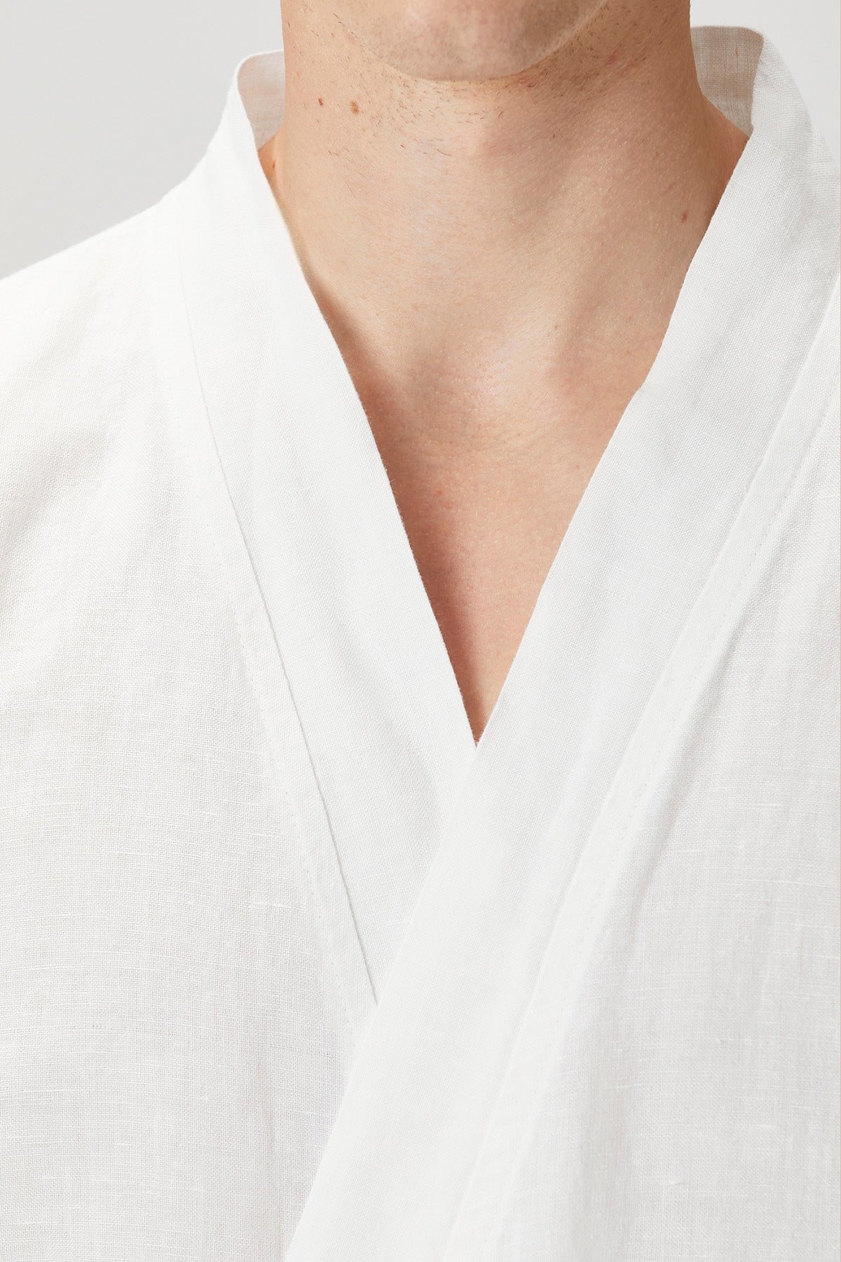 Serenity Yıkanmış Keten Unisex Kimono Beyaz