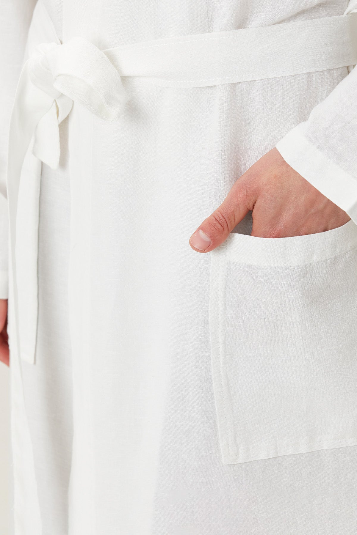 Serenity Yıkanmış Keten Unisex Kimono Beyaz