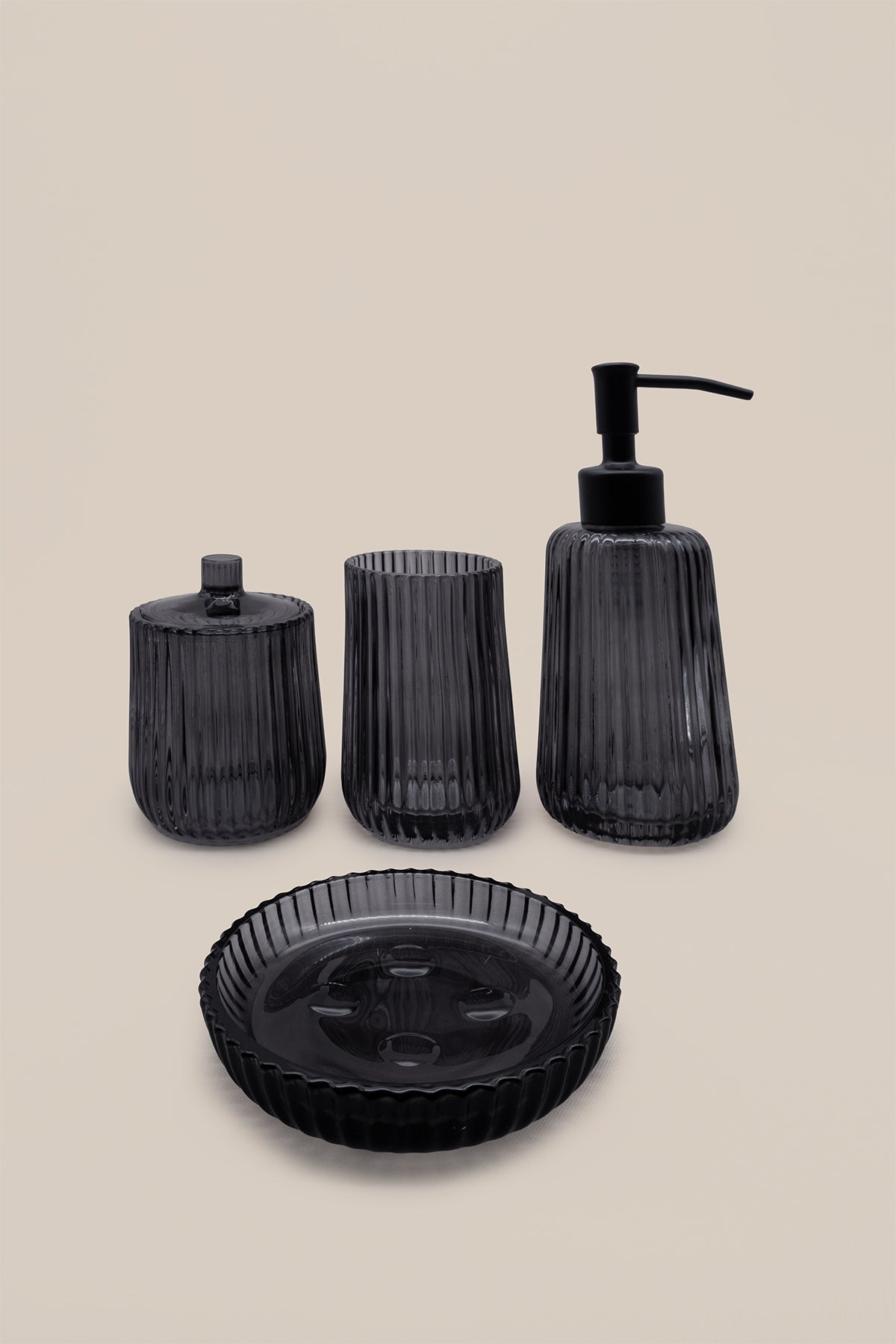 Shadow Antrasit 4'lü Cam Banyo Seti