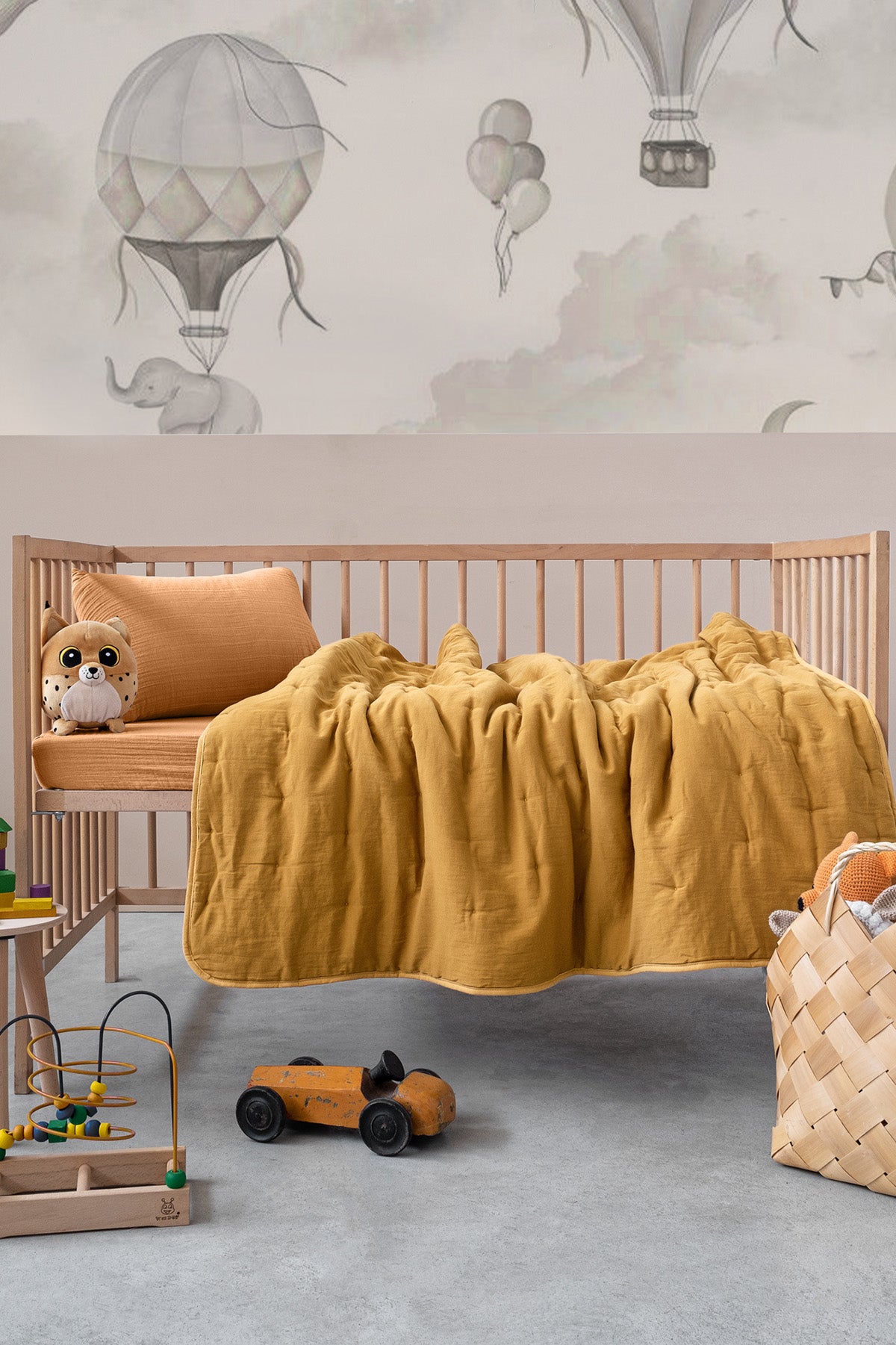 Nevresim Gerektirmeyen Yıkanabilir Smooth Bebek Yorganı Hardal Sarısı