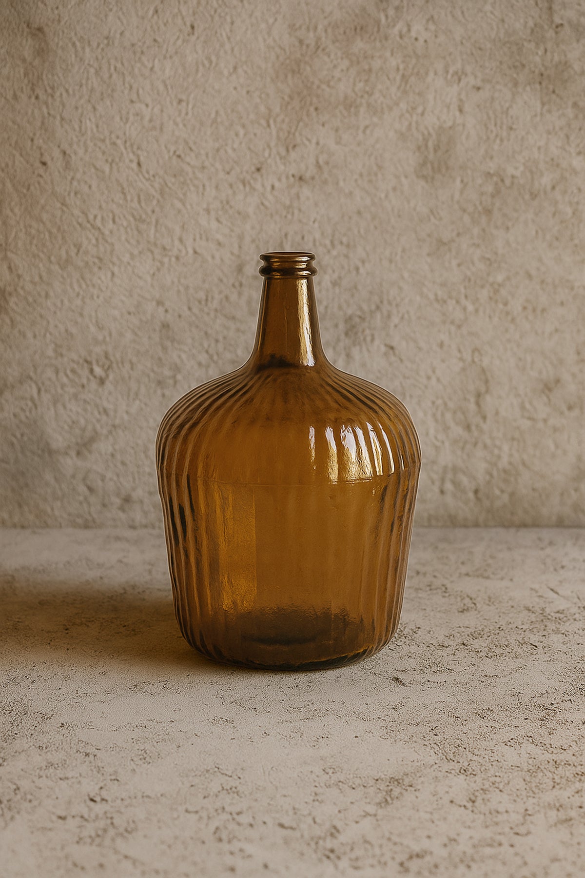 Çizgili Büyük Cam Vazo 25x38 cm Amber