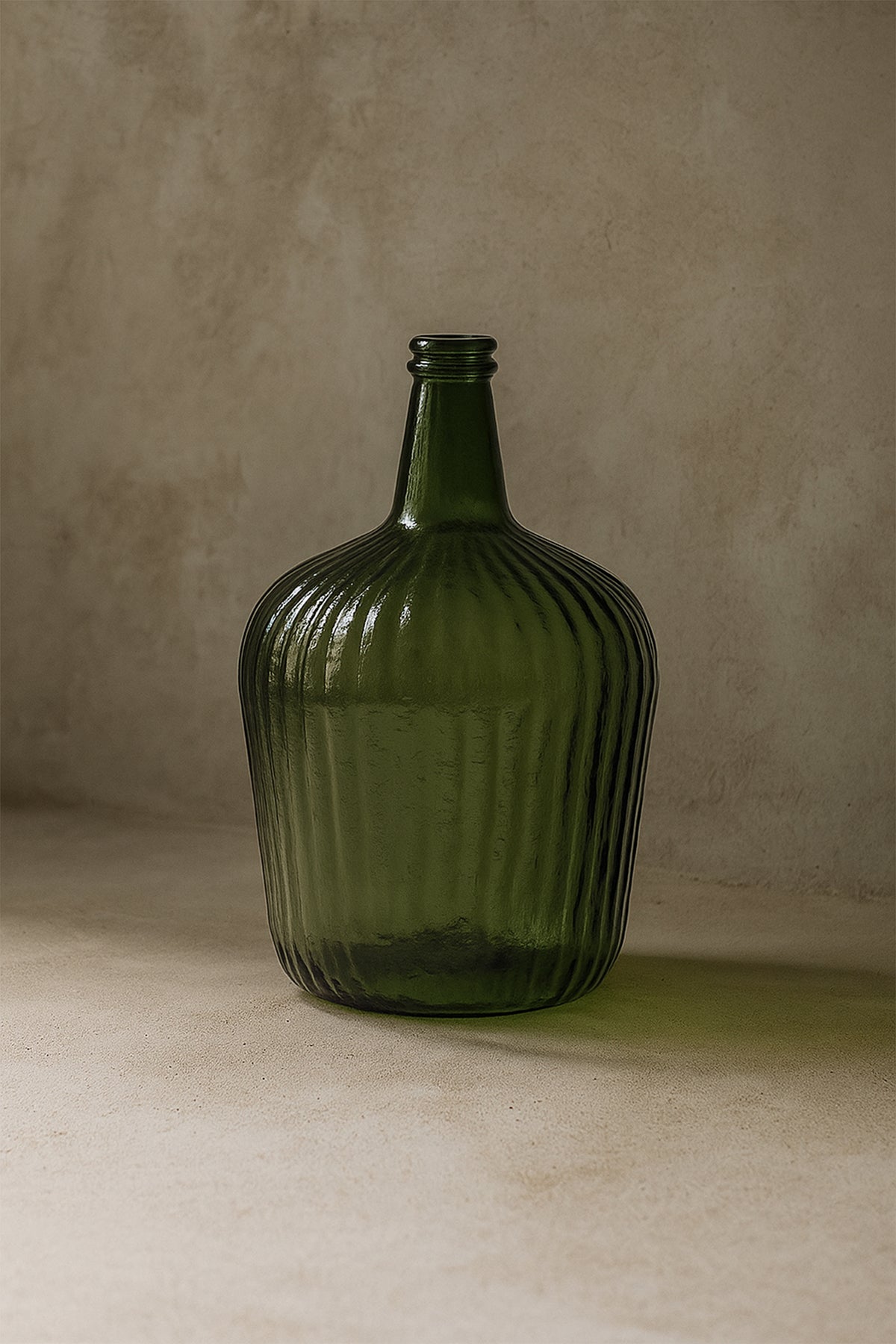Çizgili Büyük Cam Vazo 25x38 cm Yeşil
