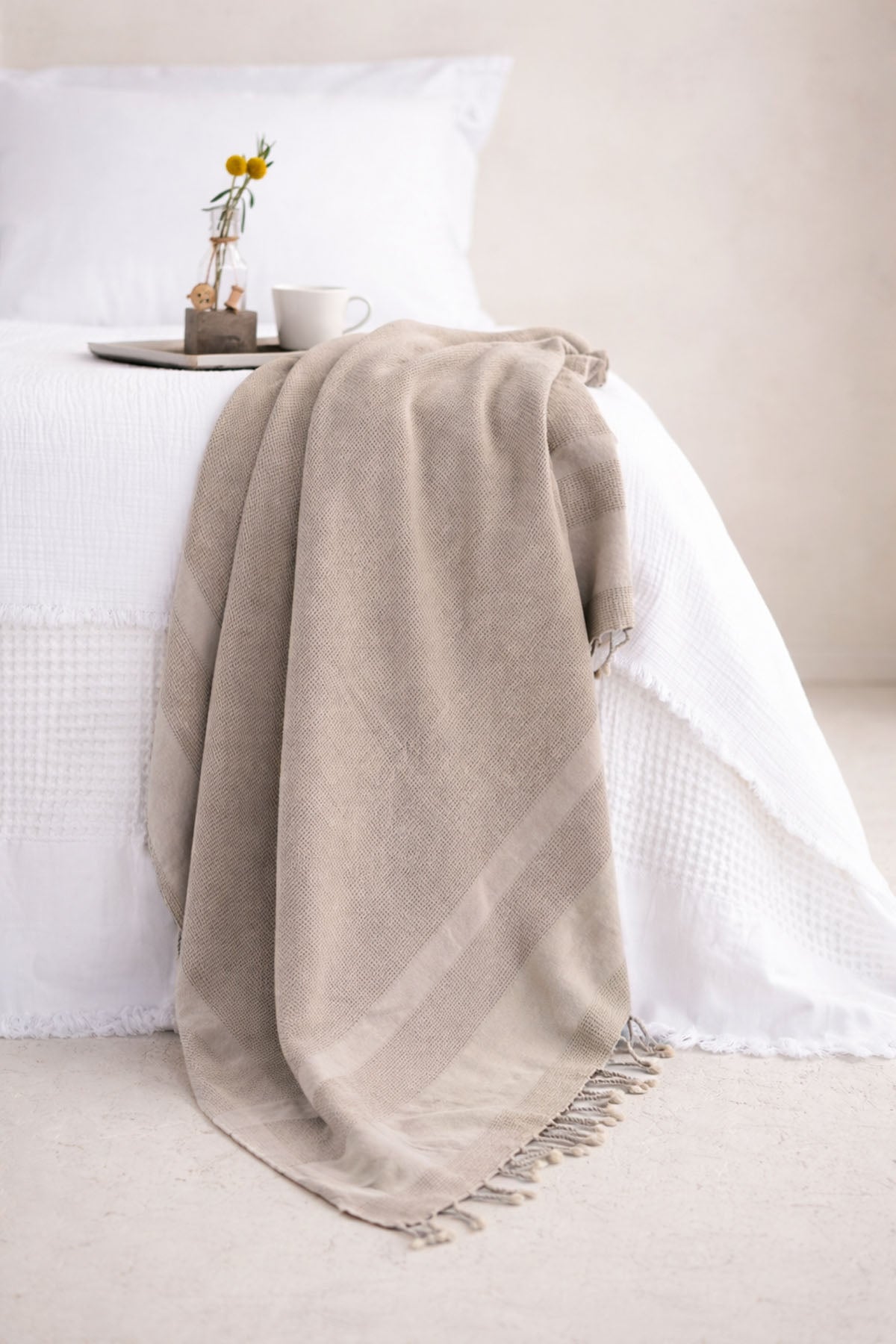 Stone Sofa Throw Beige