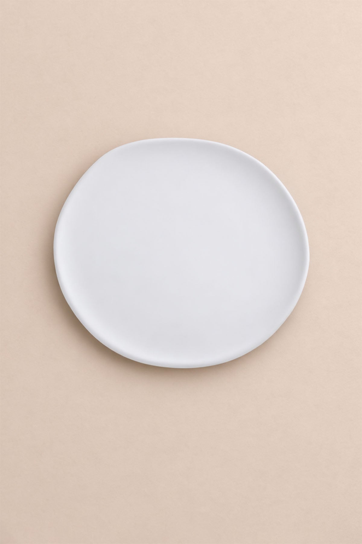 Elle Şekillendirilmiş Amorf Stoneware Tabak Beyaz 21 cm