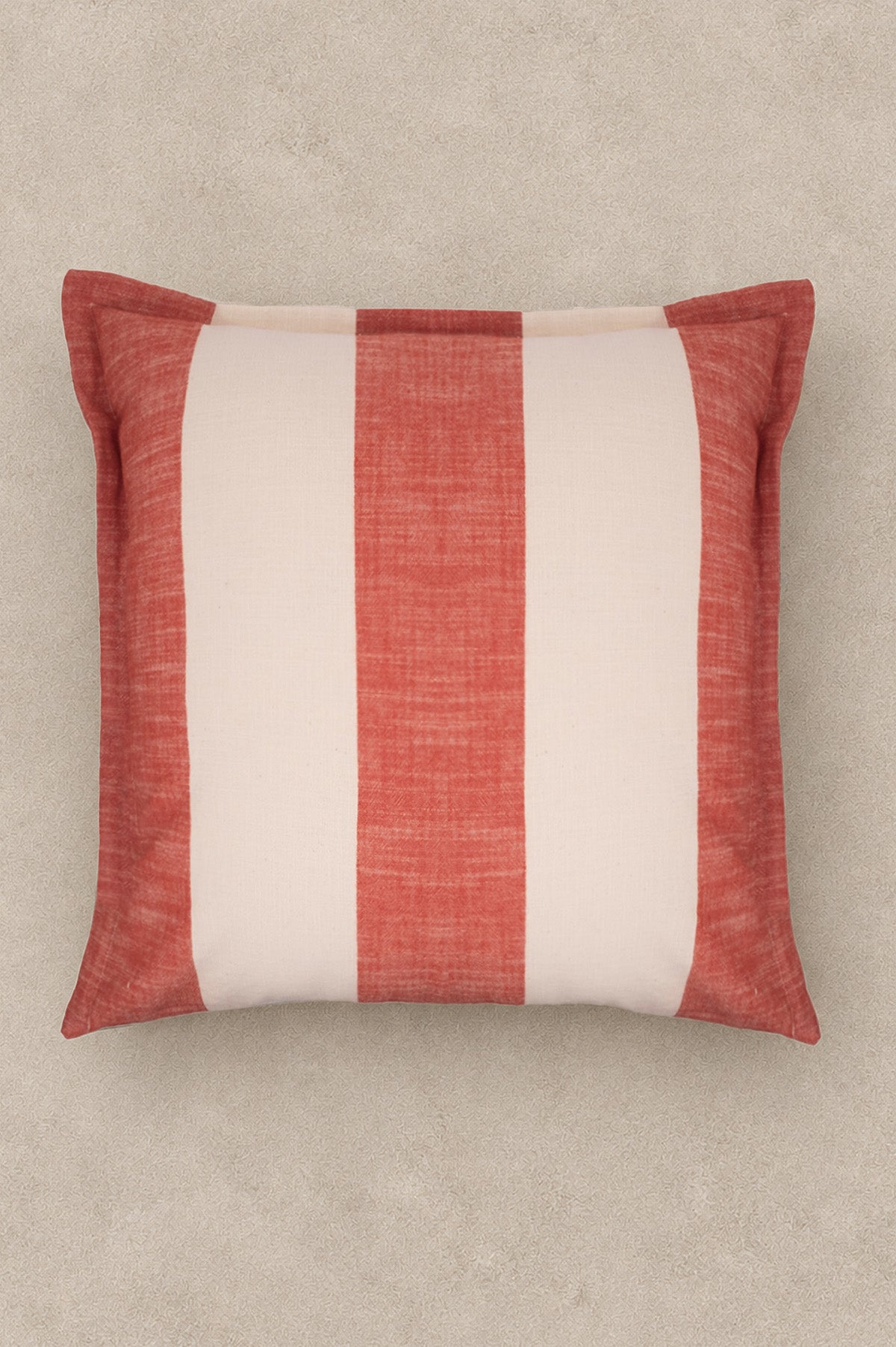Striped Cotton Cushion Cover Orange-Cream 45 x 45 cm
