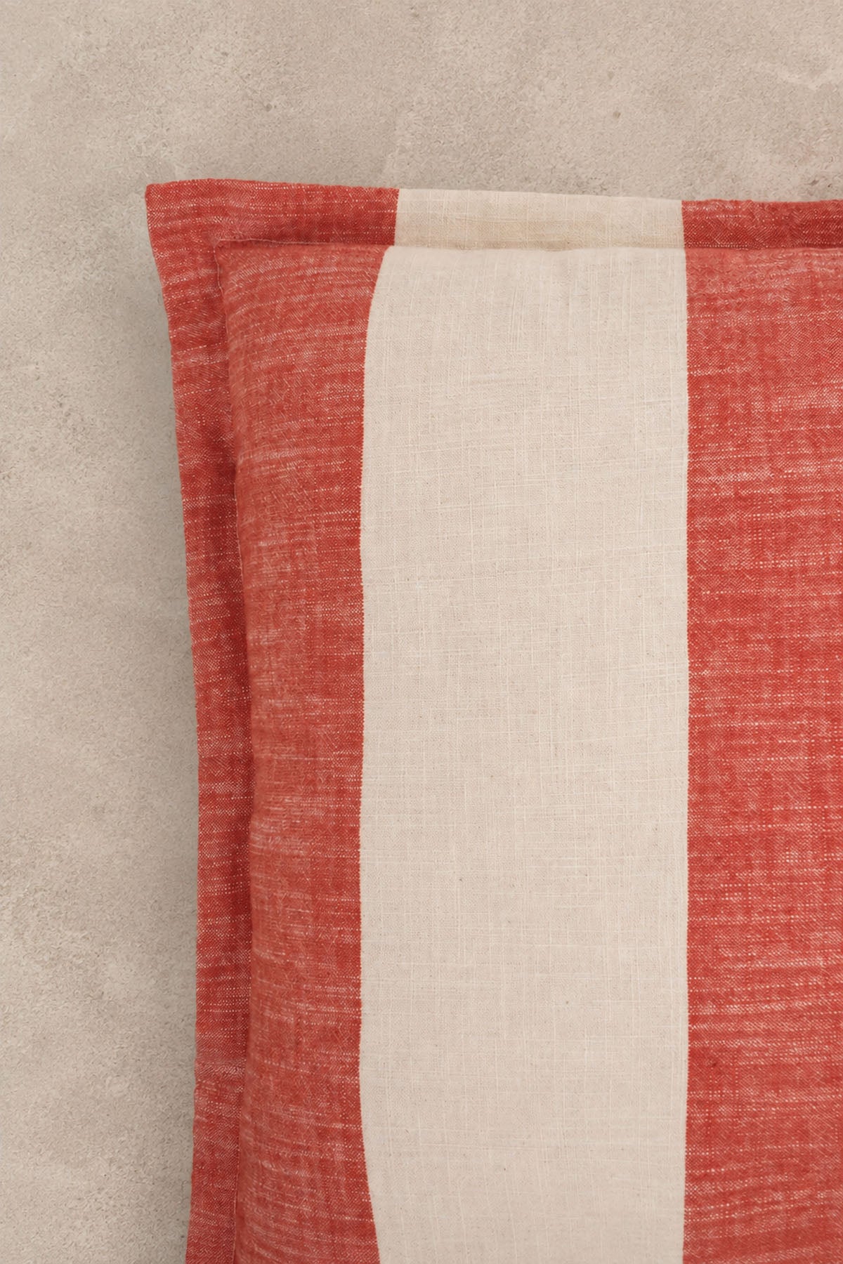 Striped Cotton Cushion Cover Orange-Cream 45 x 45 cm