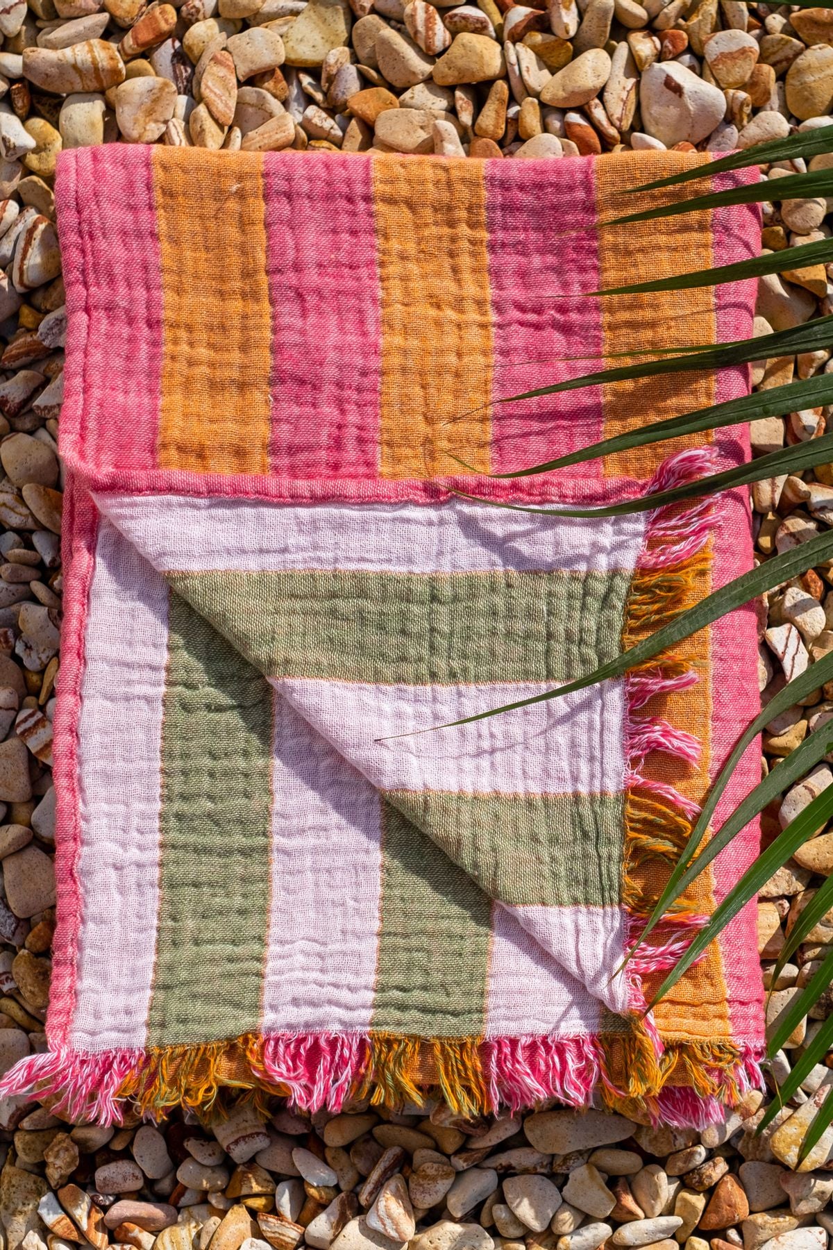 Striped Gauze Peştamal Pembe
