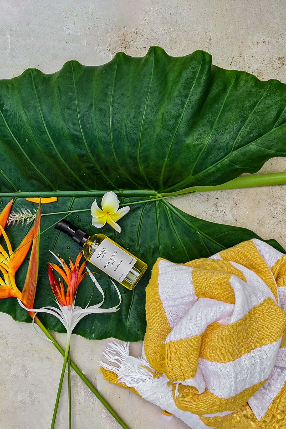 Striped Gauze Peştemal ve Sevilla Breeze Kuru Yağ Hediye Seti Sarı, Taşıma Çantalı