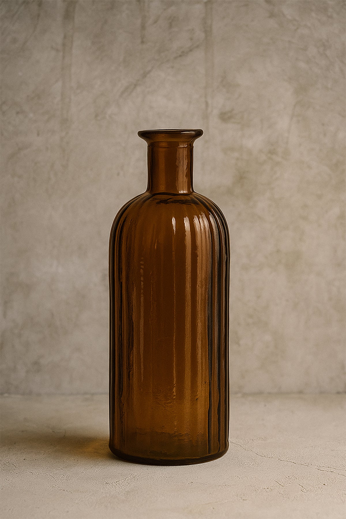 Çizgili Cam Vazo 12x34 cm Amber