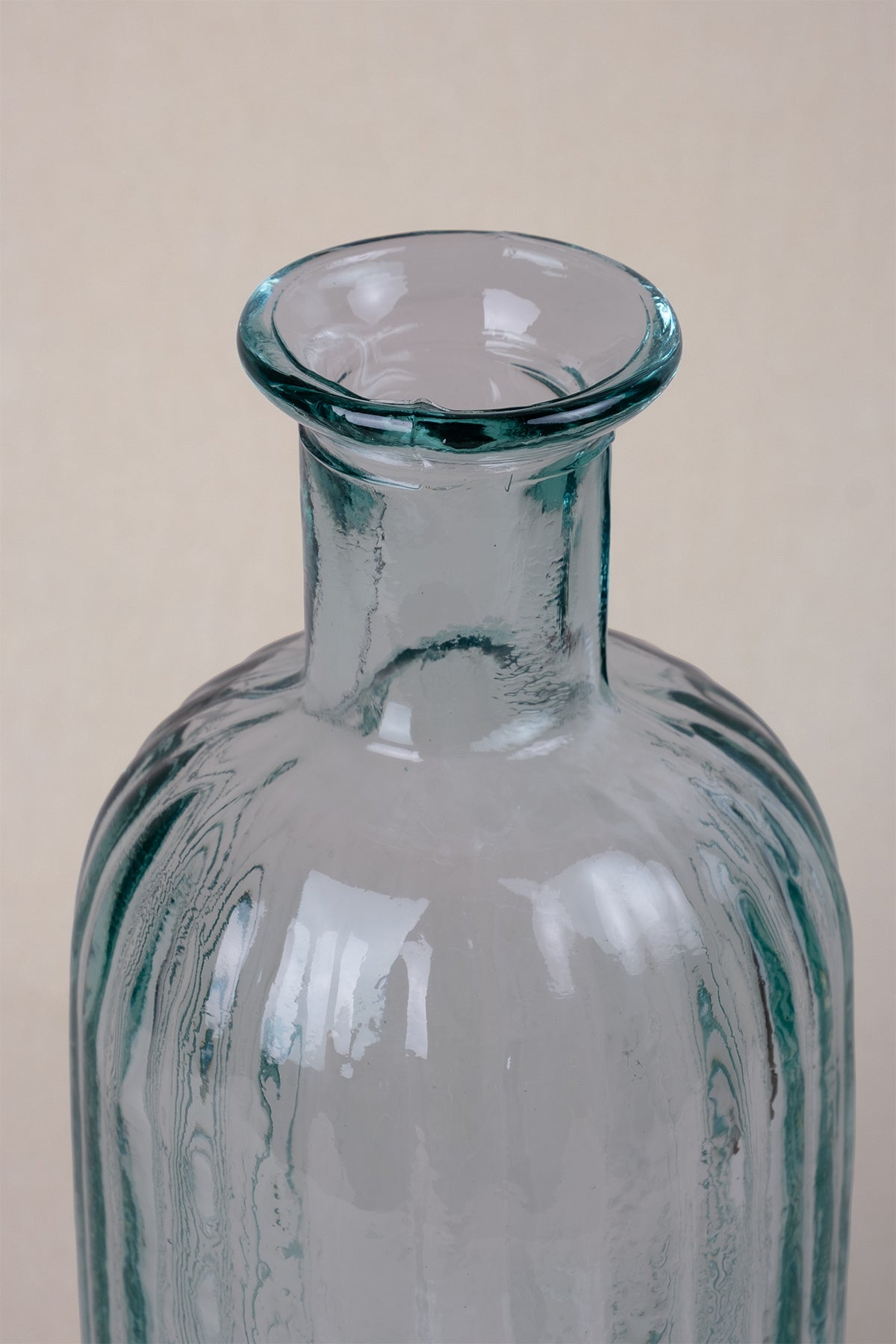 Çizgili Cam Vazo 12x34 cm Açık Yeşil