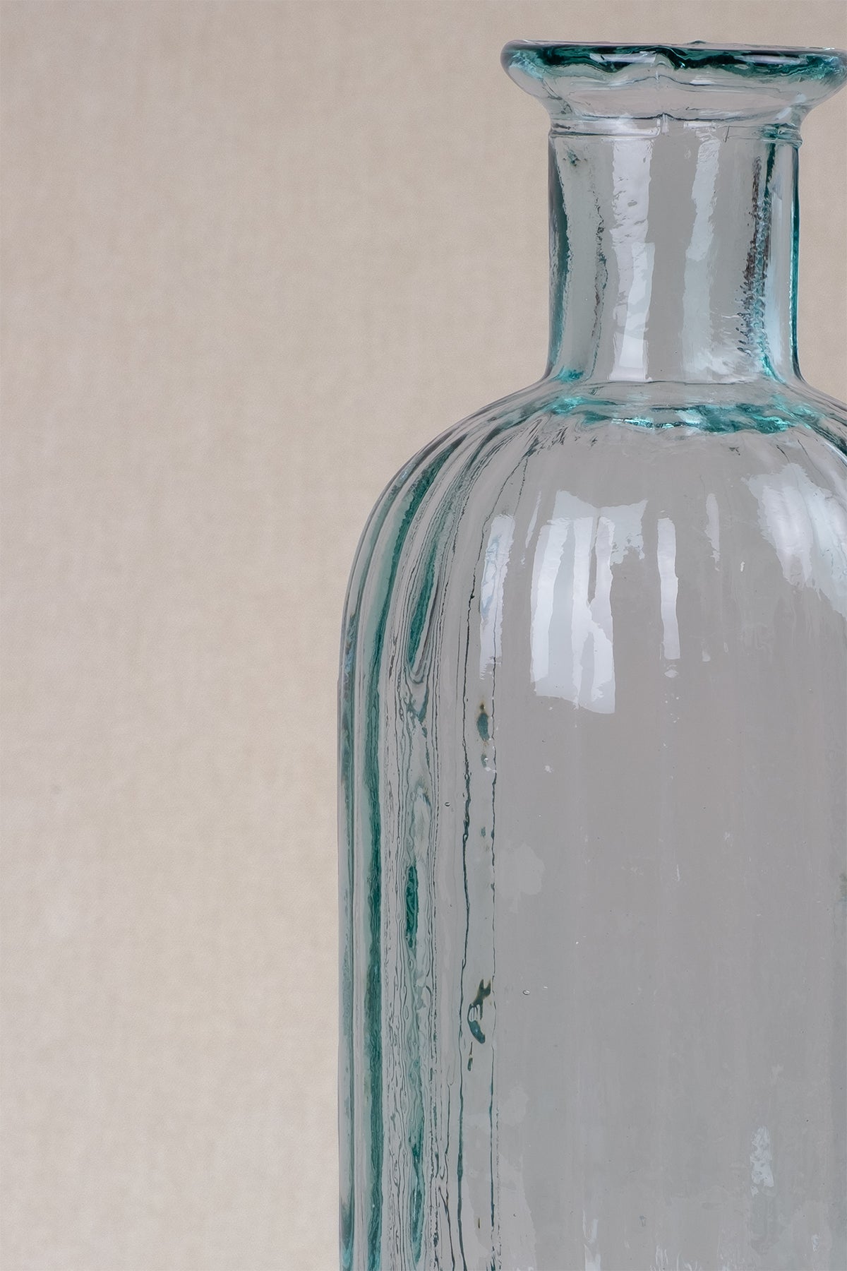 Çizgili Cam Vazo 12x34 cm Açık Yeşil