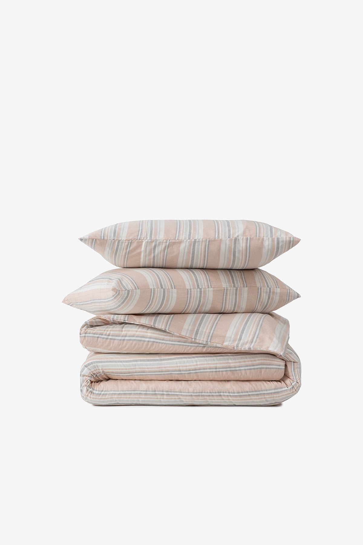 Çizgili Smooth Perkal Çift Kişilik Nevresim Seti Turuncu