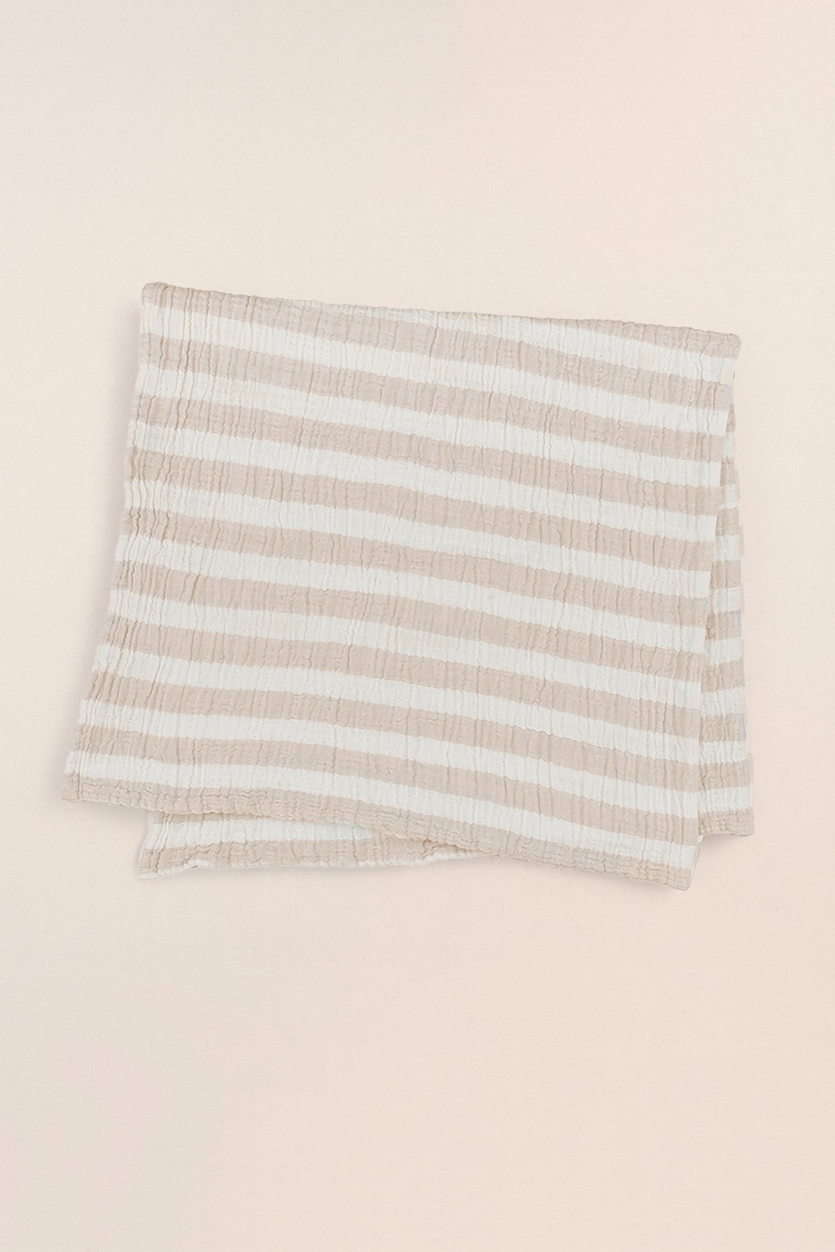 Stripy Muslin 100x100 Beige