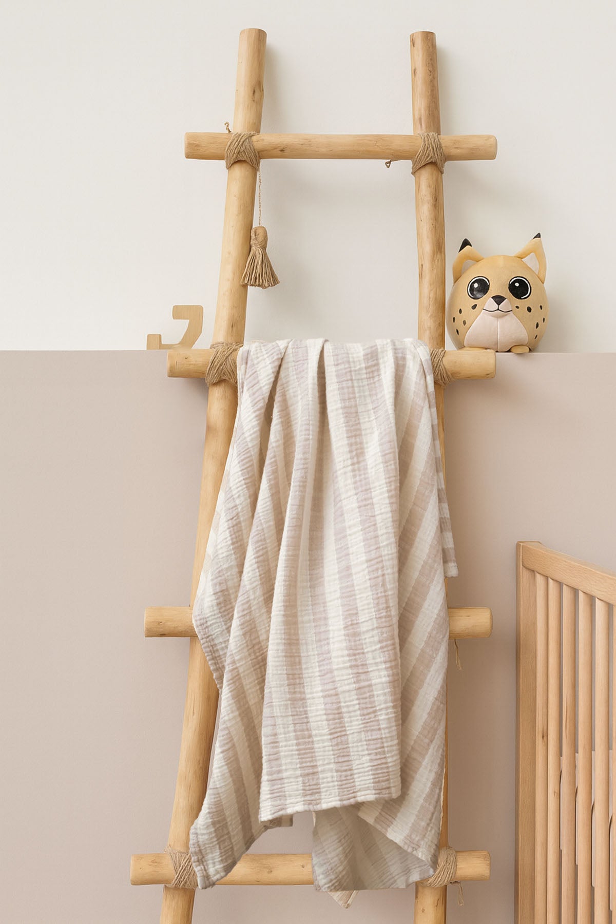 Stripy Muslin 100x100 Beige