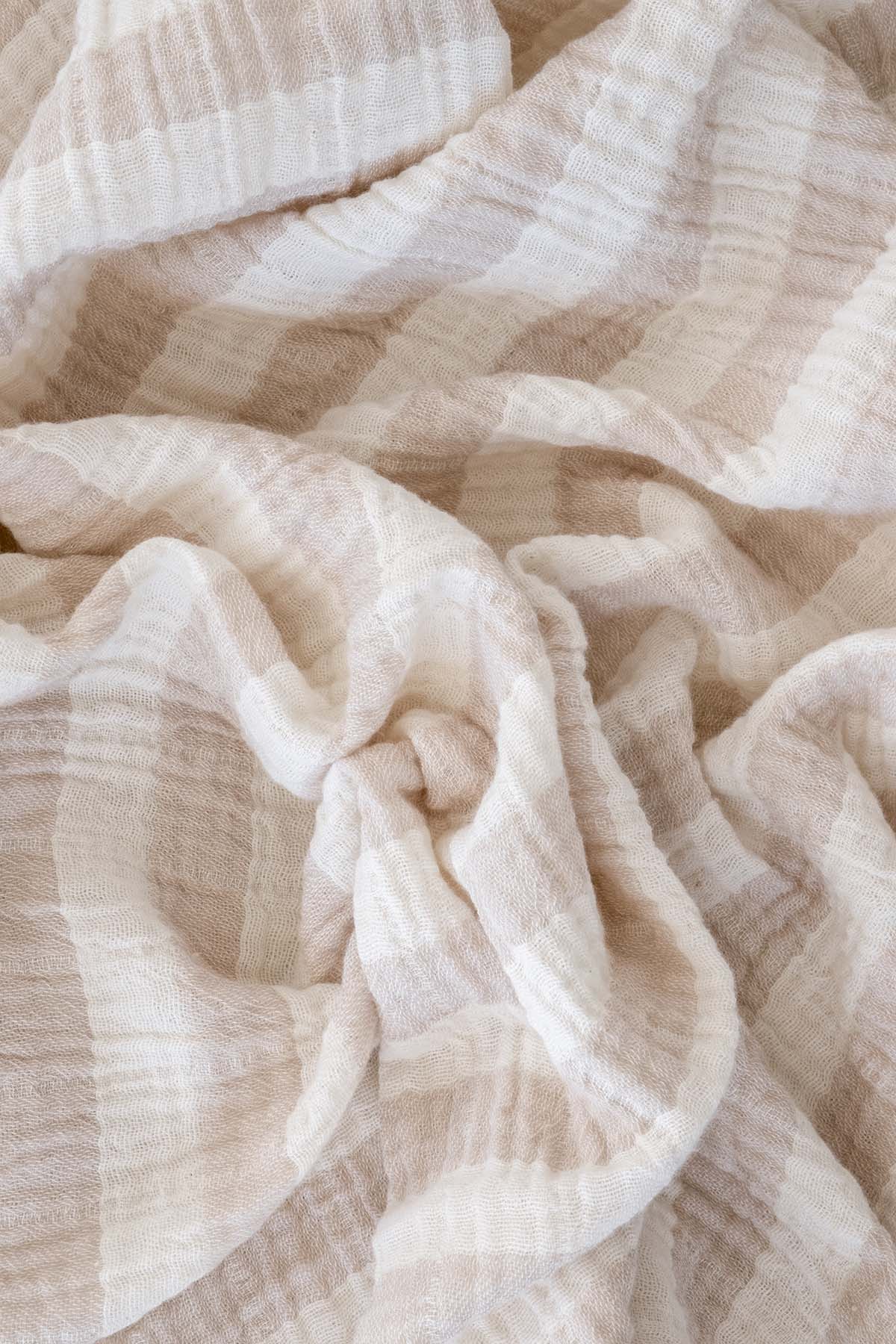 Stripy Muslin 100x100 Beige
