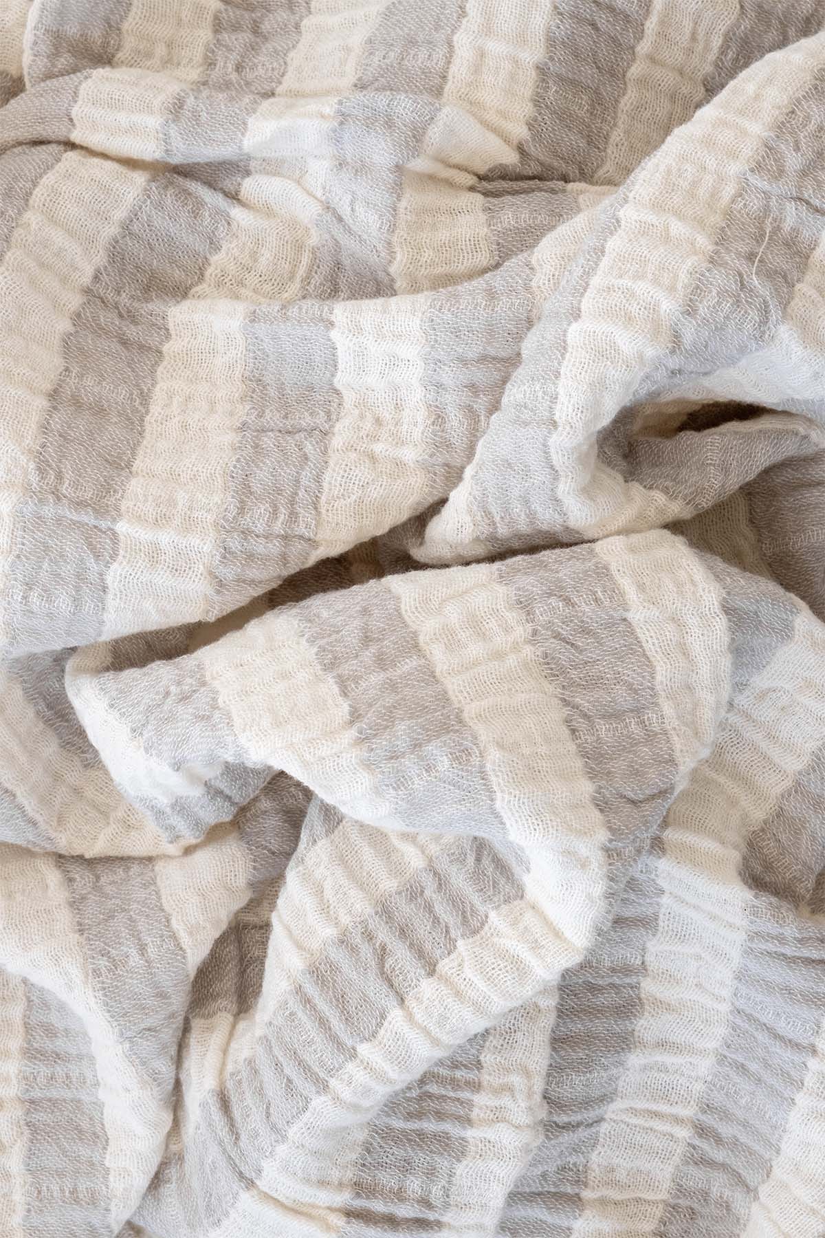 Çizgili İnce Müslin Bebek Örtüsü 2'li Set 100x100 cm Gri