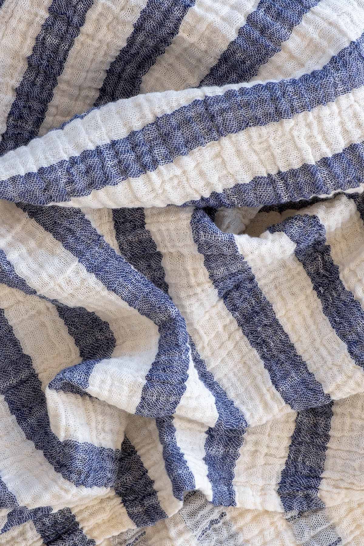 Stripy Muslin Navy Blue