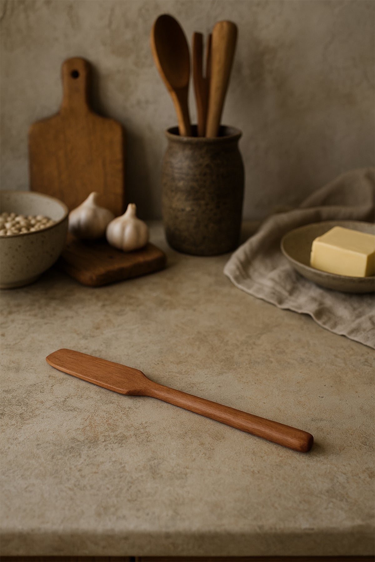 Tik Ağacından Ahşap Tereyağı Bıçağı 2x18 cm