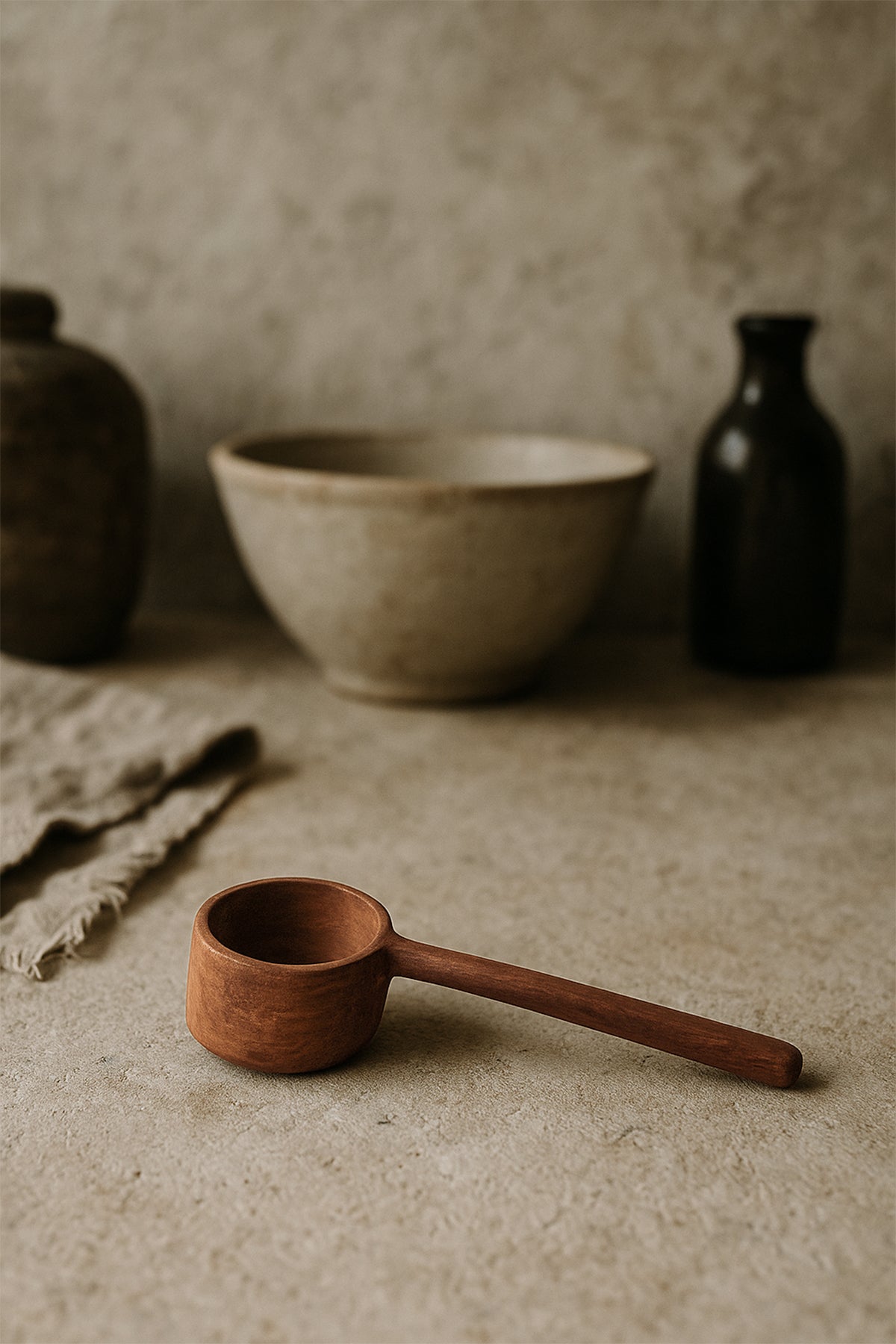 Teak Ahşap Yuvarlak Derin Sos Kaşığı 4x15x3 cm