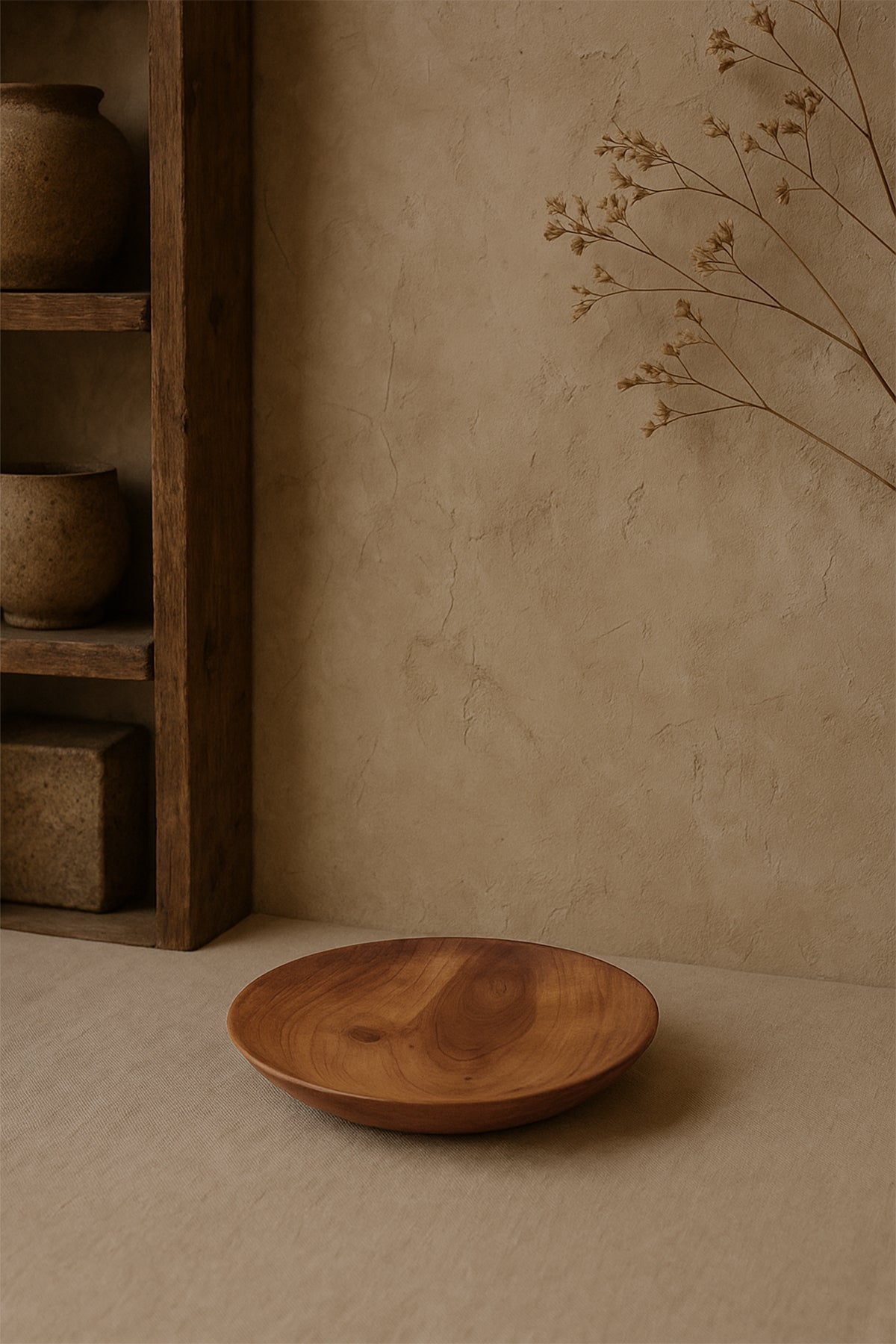 Teak Ahşap Yuvarlak Tabak 12x12 cm