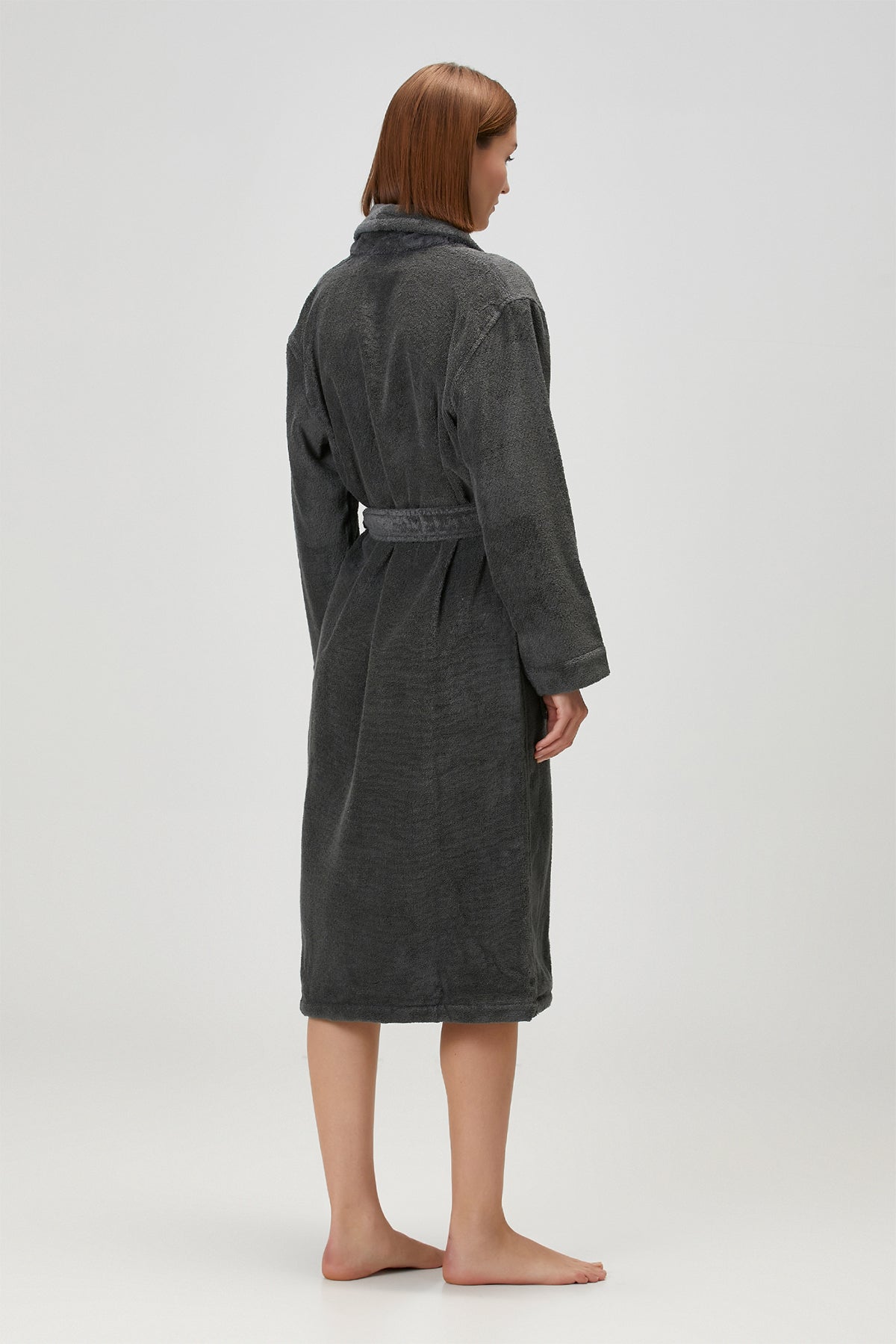 Boucle Shawl Collar Bathrobe Anthracite
