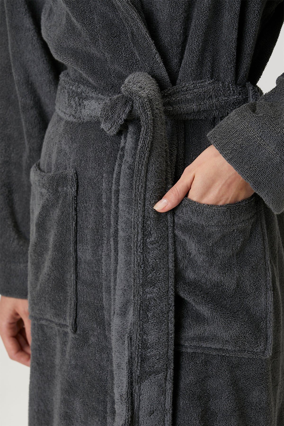 Boucle Shawl Collar Bathrobe Anthracite