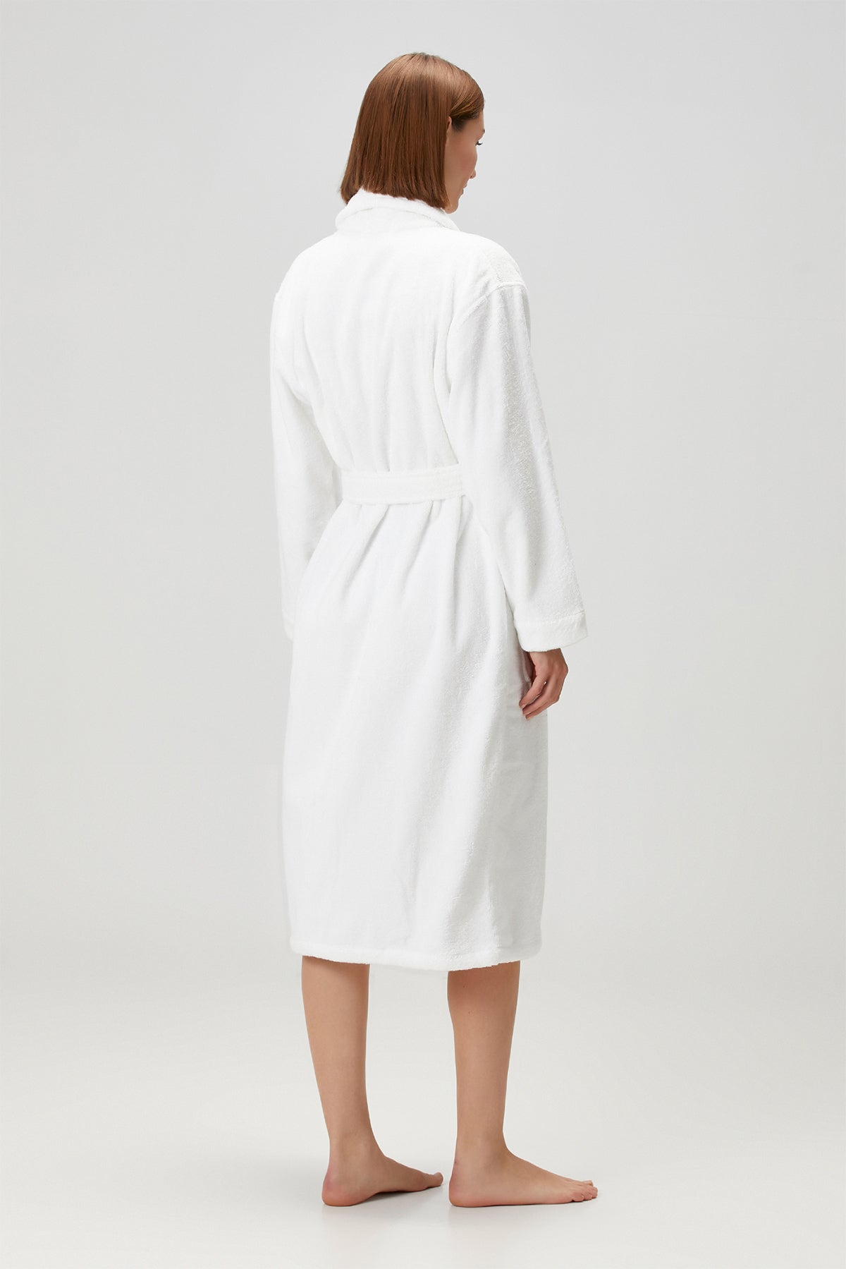 Boucle Shawl Collar Bathrobe White