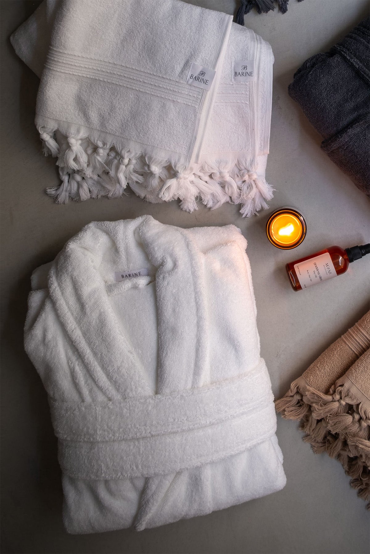 Bukle Şalyaka Bornoz Beyaz