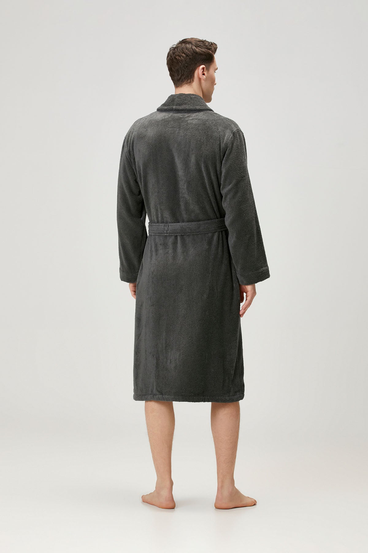 Boucle Shawl Collar Bathrobe Anthracite
