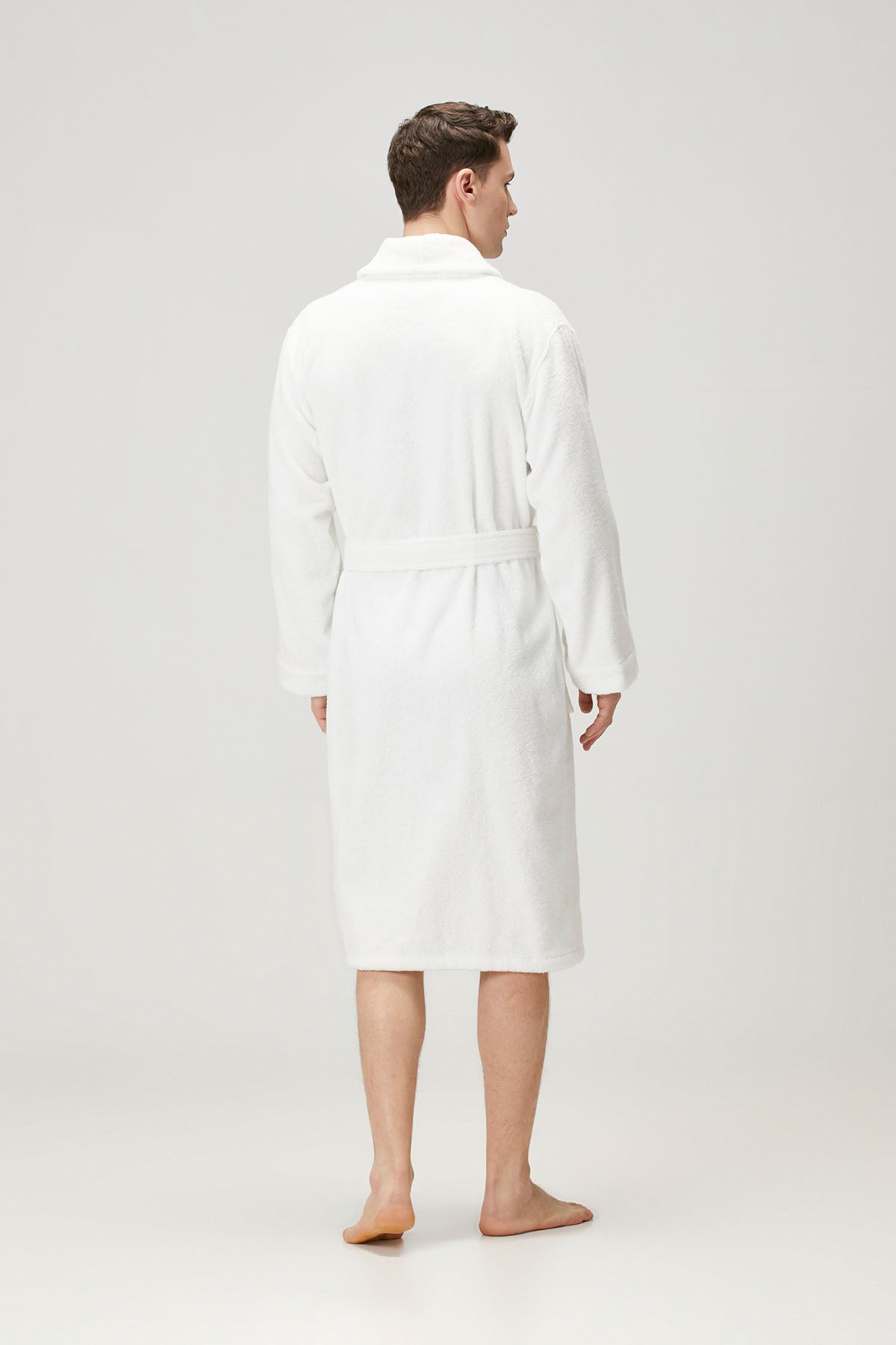 Boucle Shawl Collar Bathrobe White
